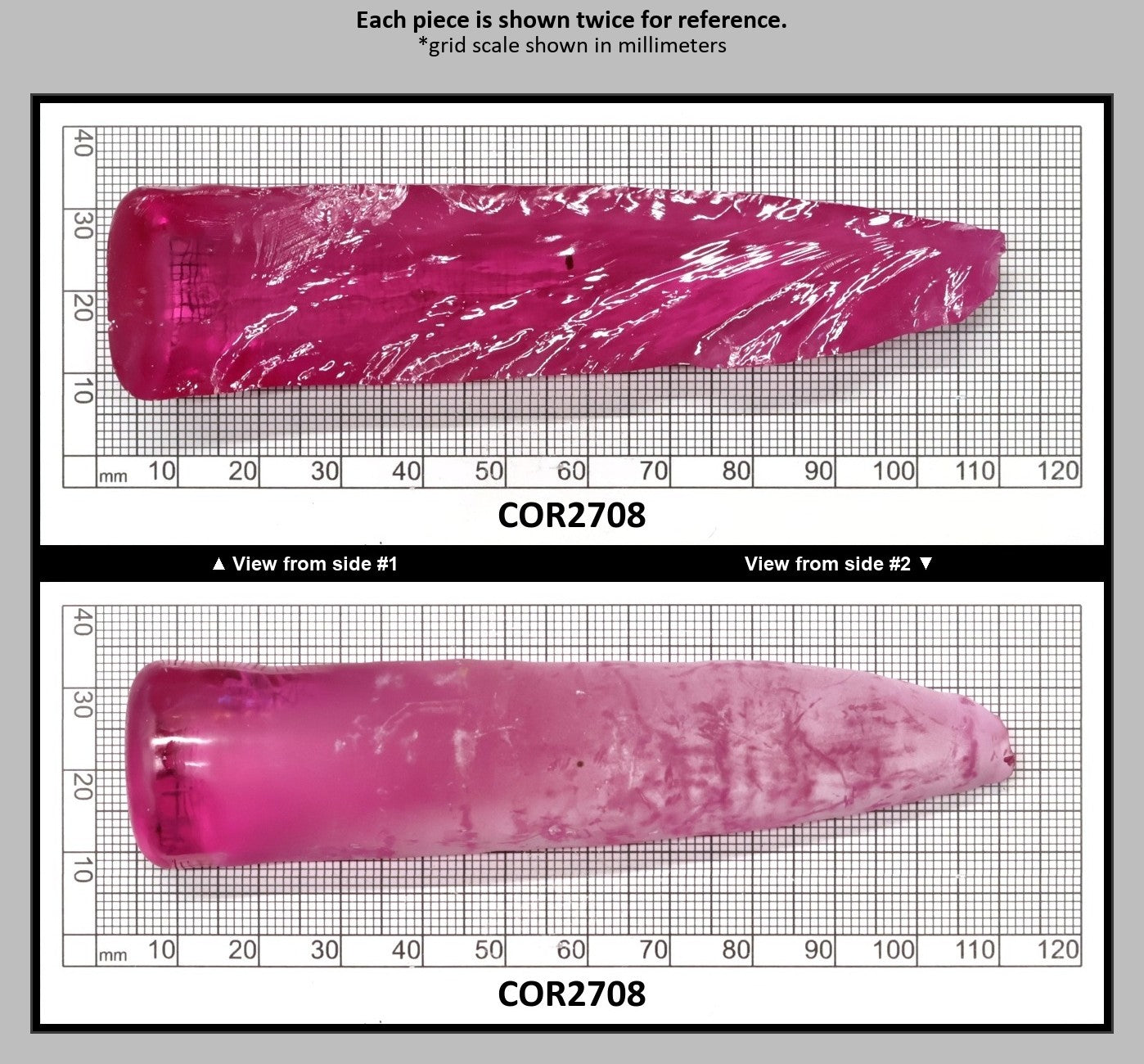 Light Bright Pink #2 Lab Created Corundum Sapphire Faceting Rough for Gem Cutting - Various Sizes - Split Boule : COR2708