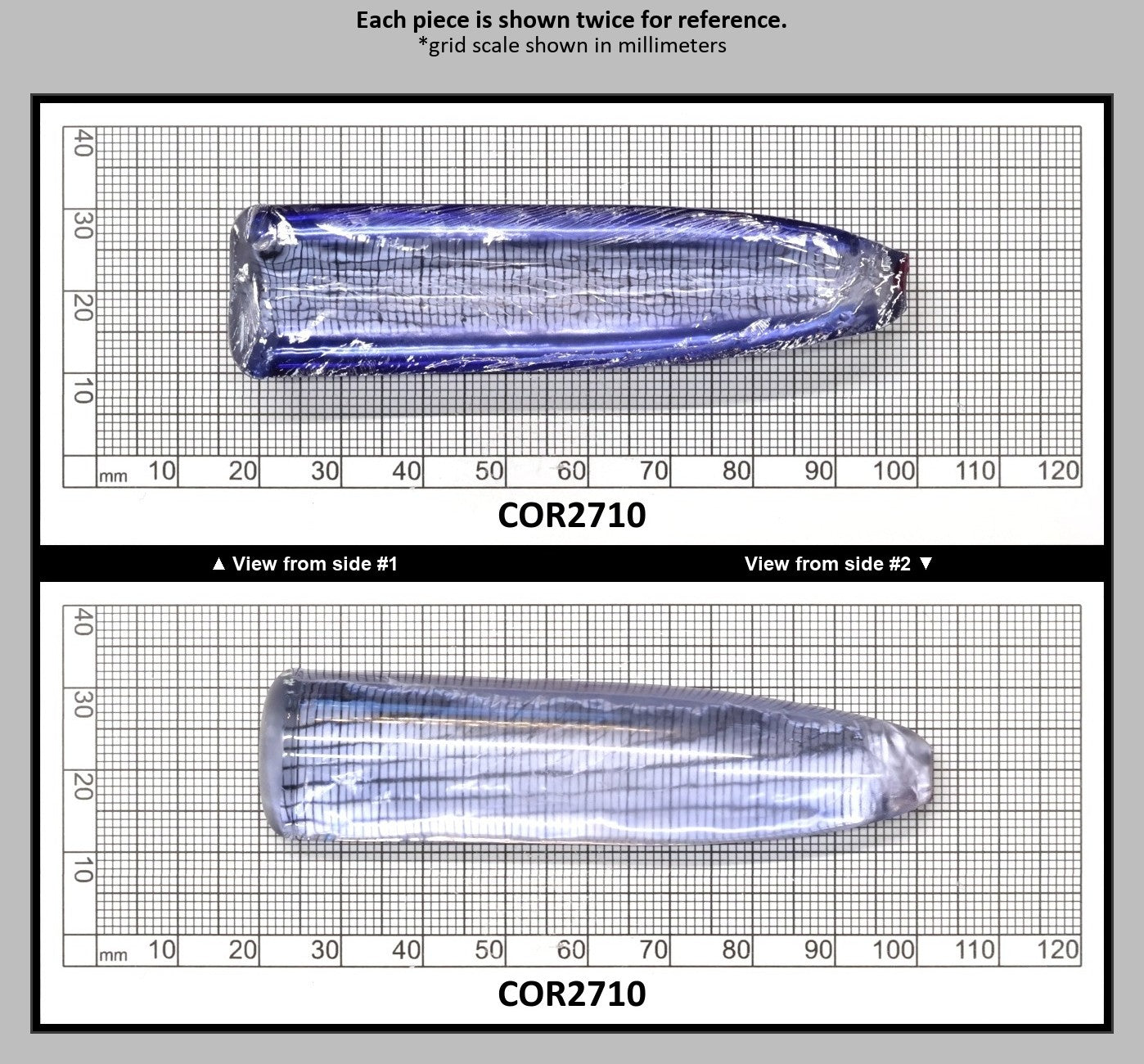 Blue Topaz #30 Lab Created Corundum Sapphire Faceting Rough for Gem Cutting - Various Sizes - Split Boule : COR2710