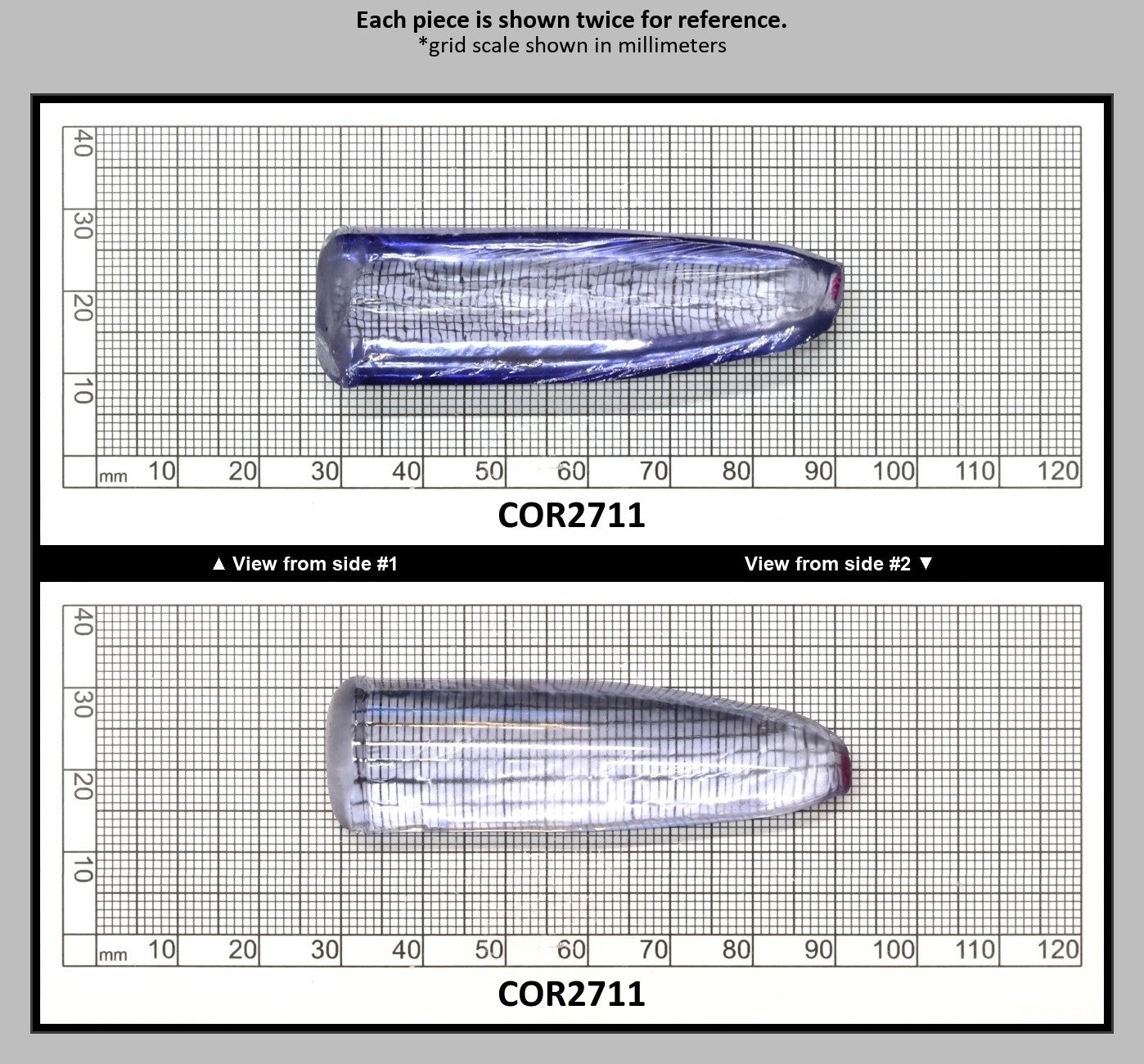 Blue Topaz #30 Lab Created Corundum Sapphire Faceting Rough for Gem Cutting - Various Sizes - Split Boule : COR2711