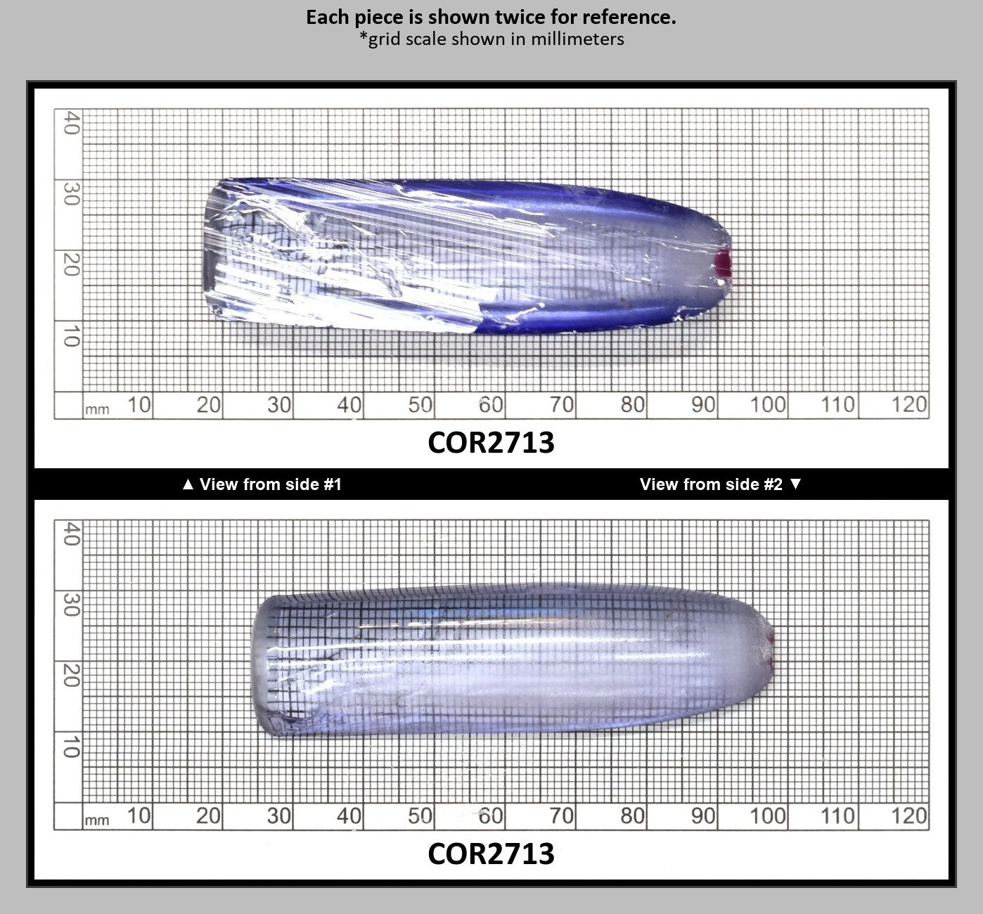 Blue Topaz #30 Lab Created Corundum Sapphire Faceting Rough for Gem Cutting - Various Sizes - Split Boule : COR2713