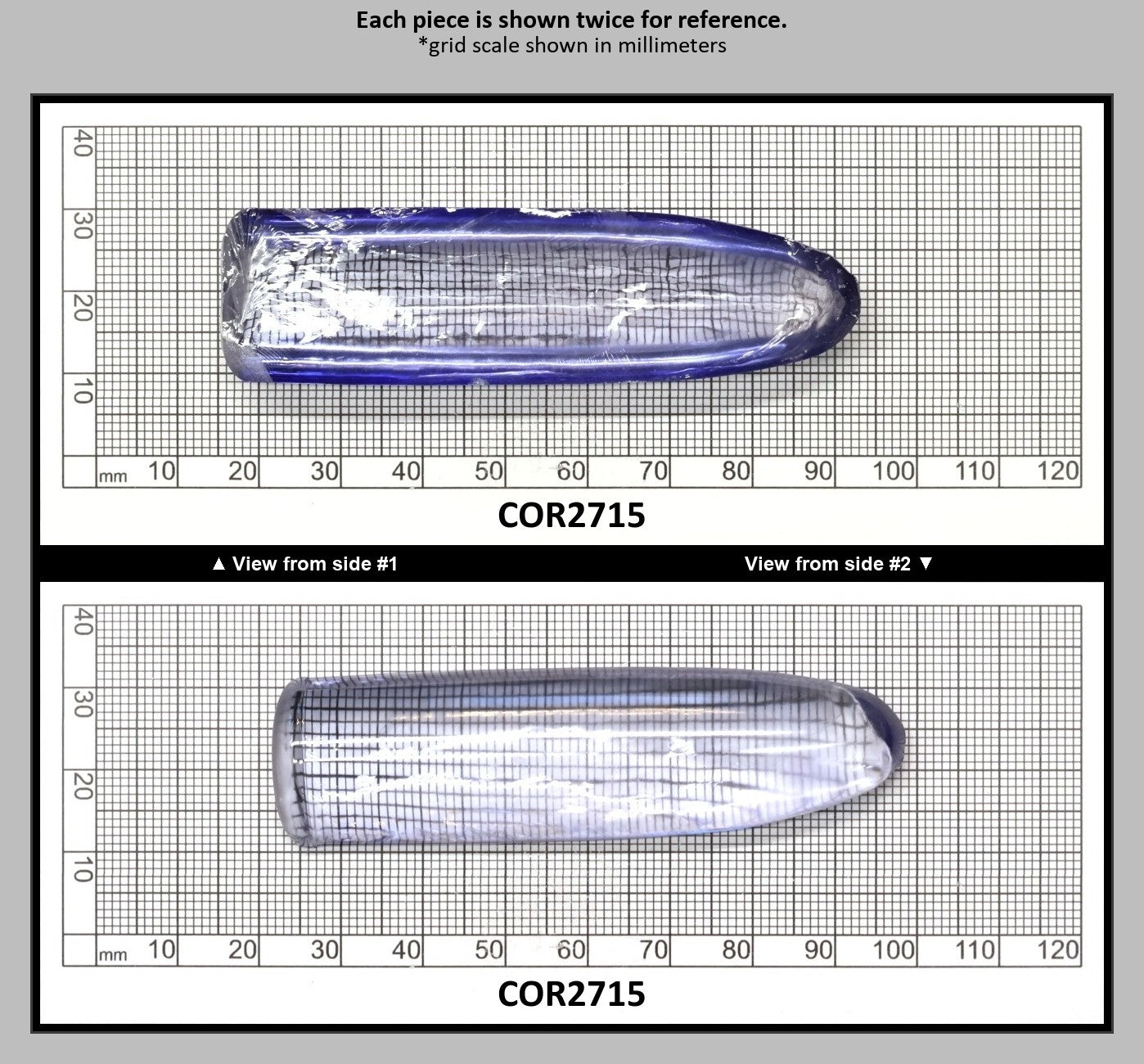 Blue Topaz #30 Lab Created Corundum Sapphire Faceting Rough for Gem Cutting - Various Sizes - Split Boule : COR2715