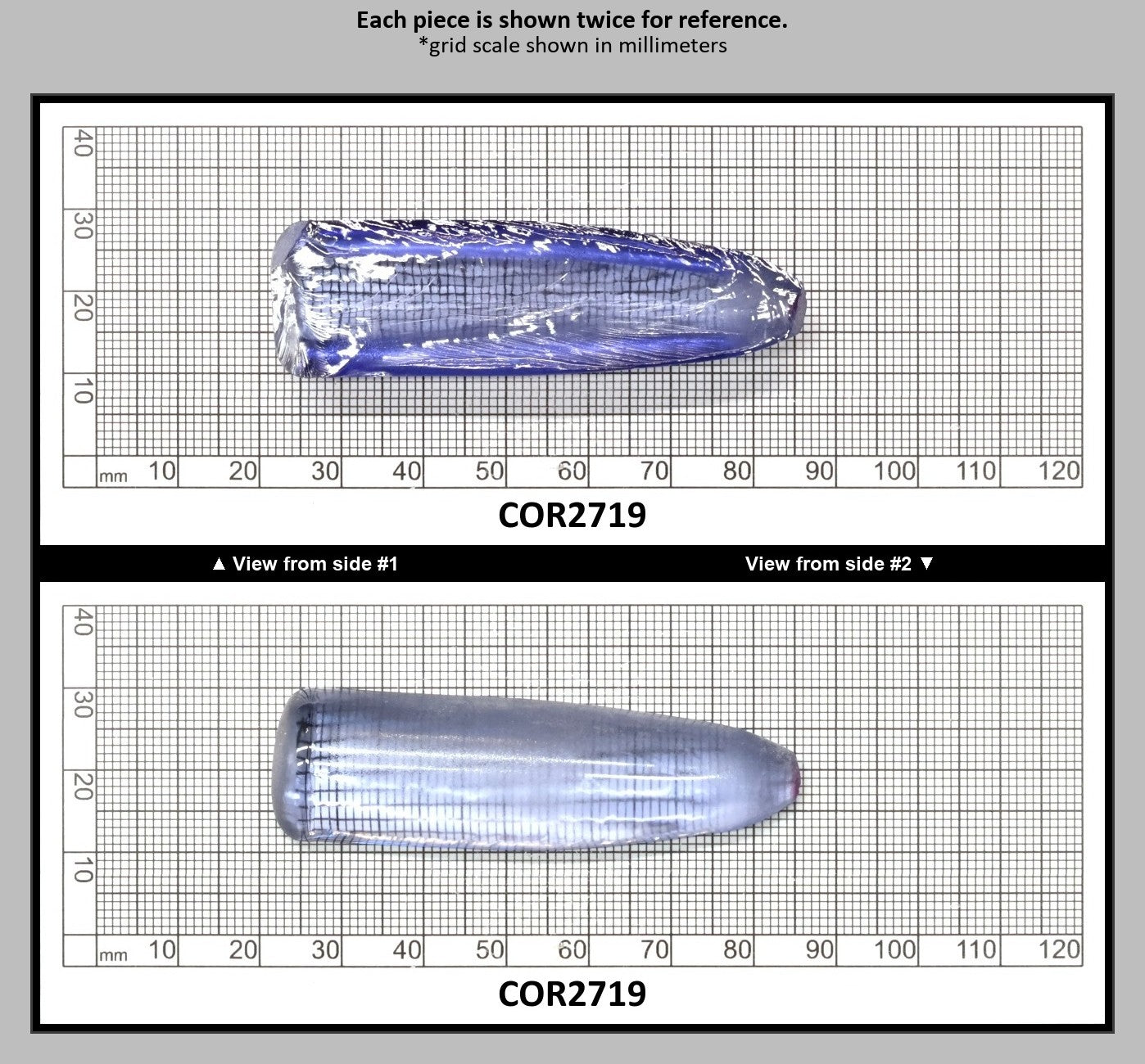 Blue Topaz #30 Lab Created Corundum Sapphire Faceting Rough for Gem Cutting - Various Sizes - Split Boule : COR2719