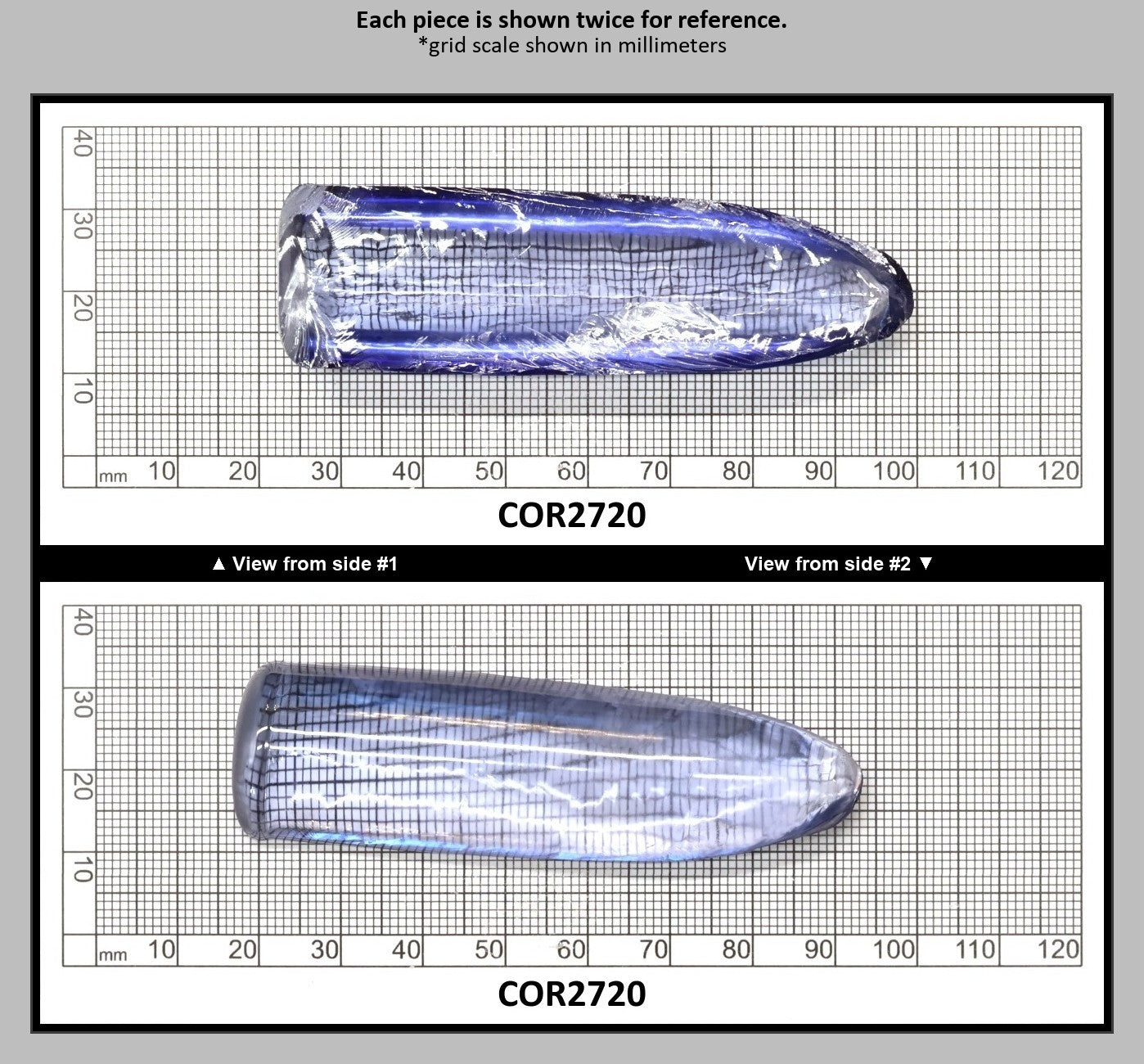 Blue Topaz #30 Lab Created Corundum Sapphire Faceting Rough for Gem Cutting - Various Sizes - Split Boule : COR2720