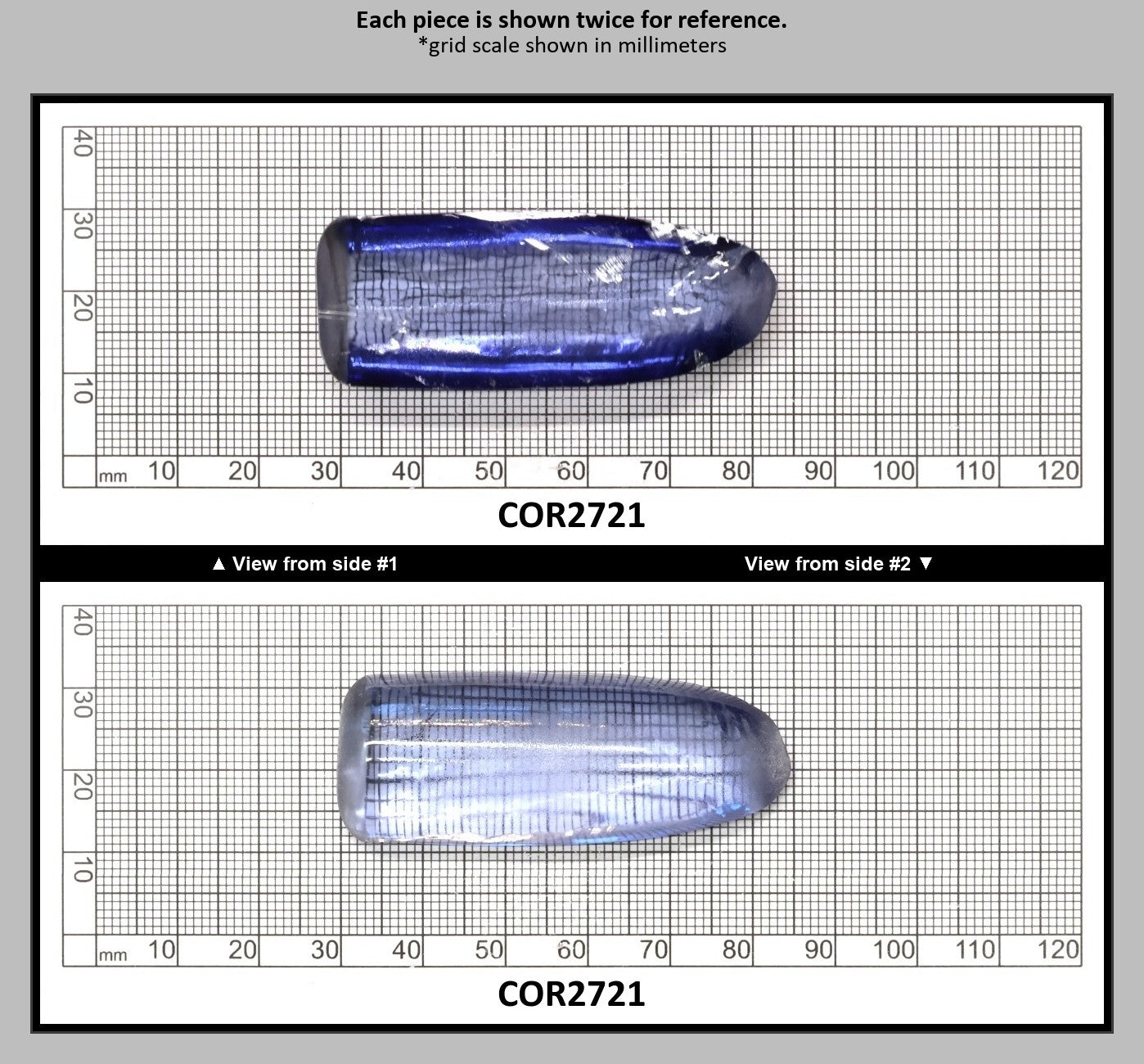 Blue Topaz #30 Lab Created Corundum Sapphire Faceting Rough for Gem Cutting - Various Sizes - Split Boule : COR2721