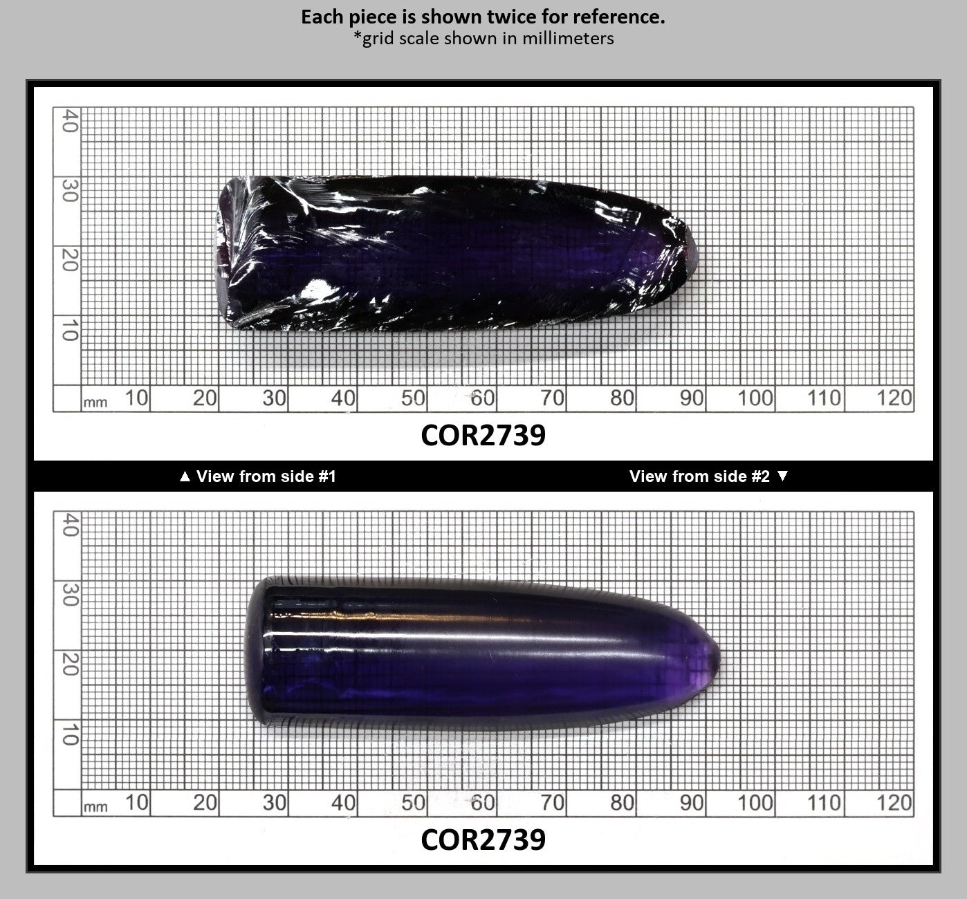 Dark Purple Kunzite #61 Lab Created Corundum Sapphire Faceting Rough for Gem Cutting - Various Sizes - Split Boule : COR2739