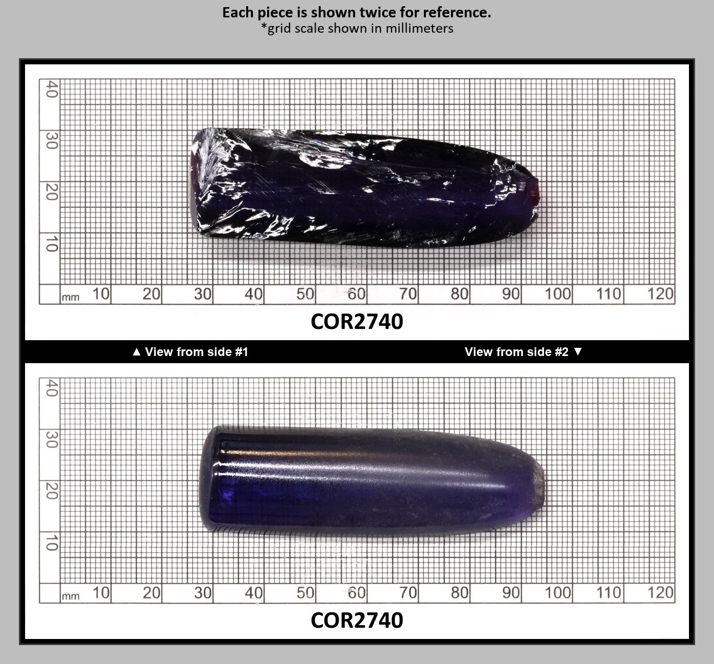 Dark Purple Kunzite #61 Lab Created Corundum Sapphire Faceting Rough for Gem Cutting - Various Sizes - Split Boule : COR2740