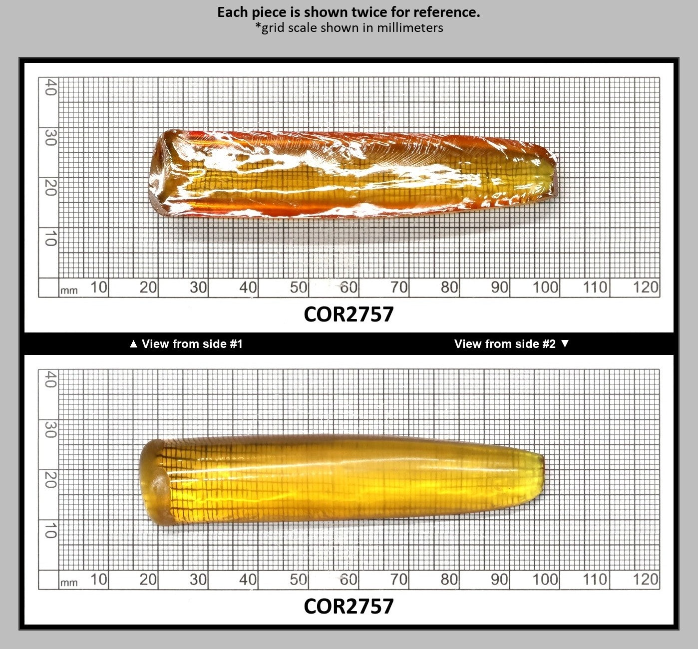 Yellow #21 Lab Created Corundum Sapphire Faceting Rough for Gem Cutting - Various Sizes - Split Boule : COR2757