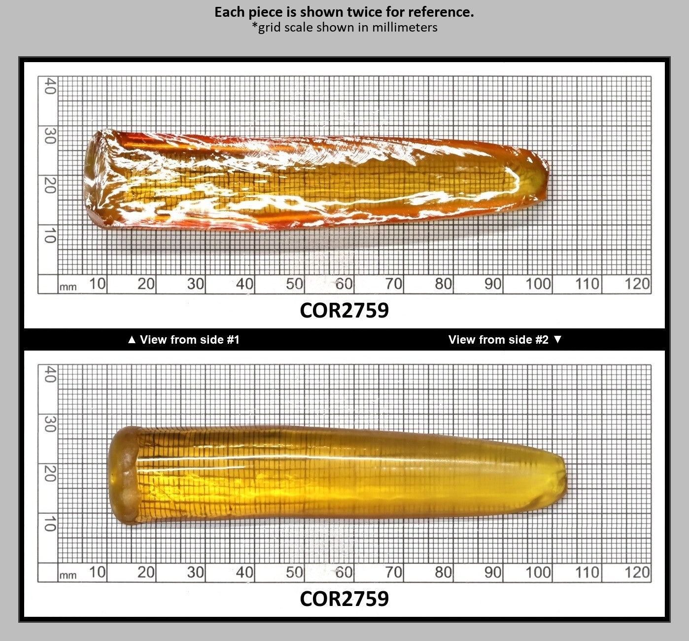 Yellow #21 Lab Created Corundum Sapphire Faceting Rough for Gem Cutting - Various Sizes - Split Boule : COR2759