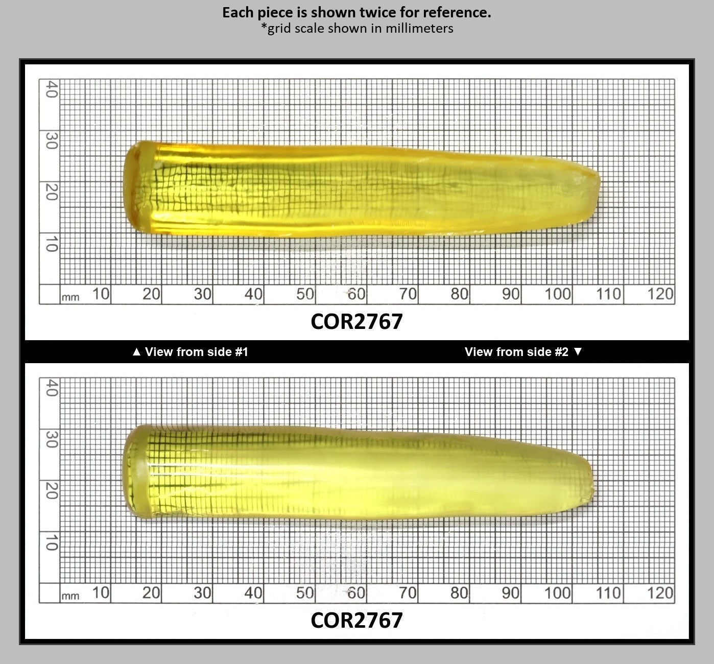 Yellow Topaz #20 Lab Created Corundum Sapphire Faceting Rough for Gem Cutting - Various Sizes - Split Boule : COR2767