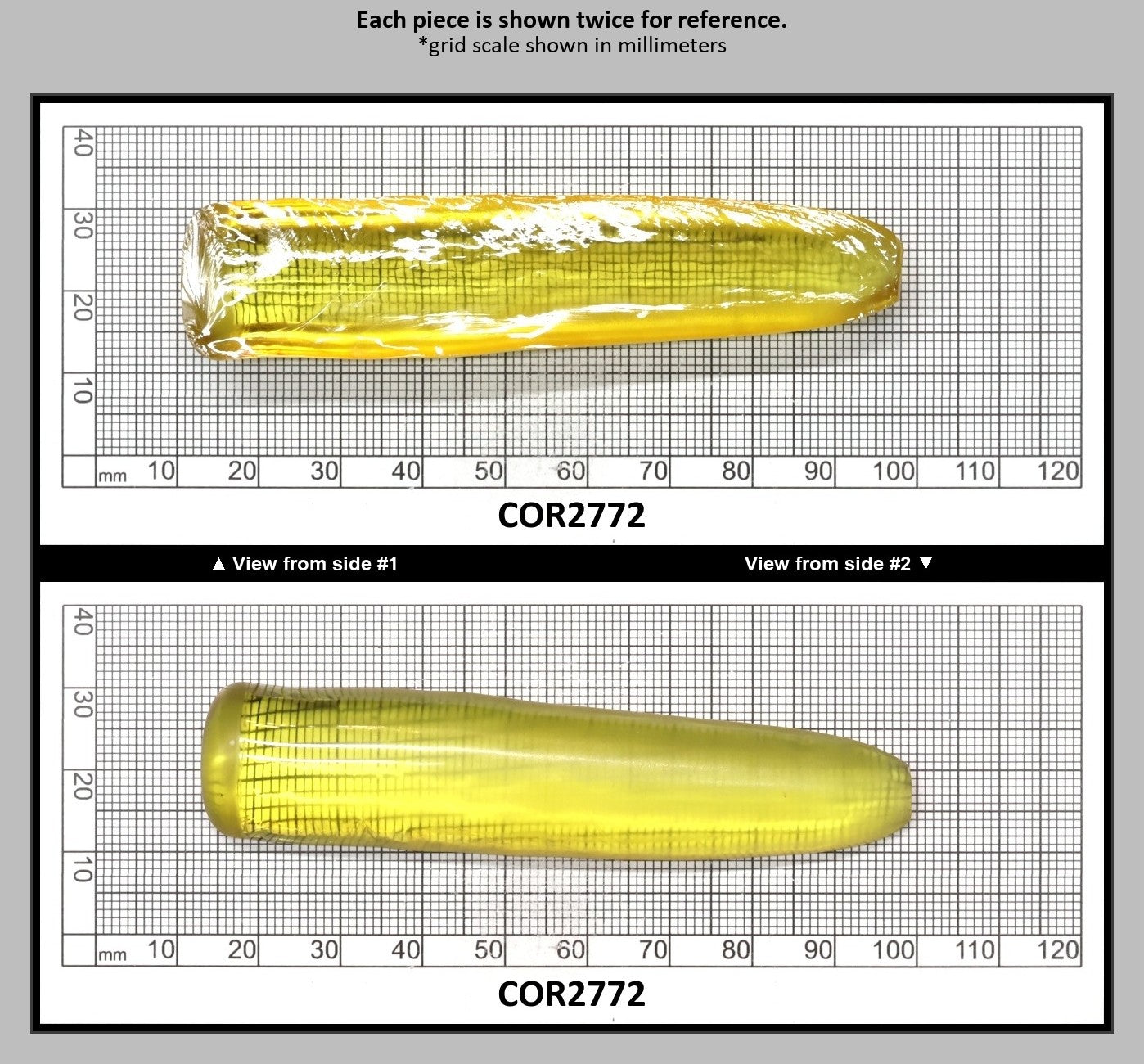 Yellow Topaz #20 Lab Created Corundum Sapphire Faceting Rough for Gem Cutting - Various Sizes - Split Boule : COR2772