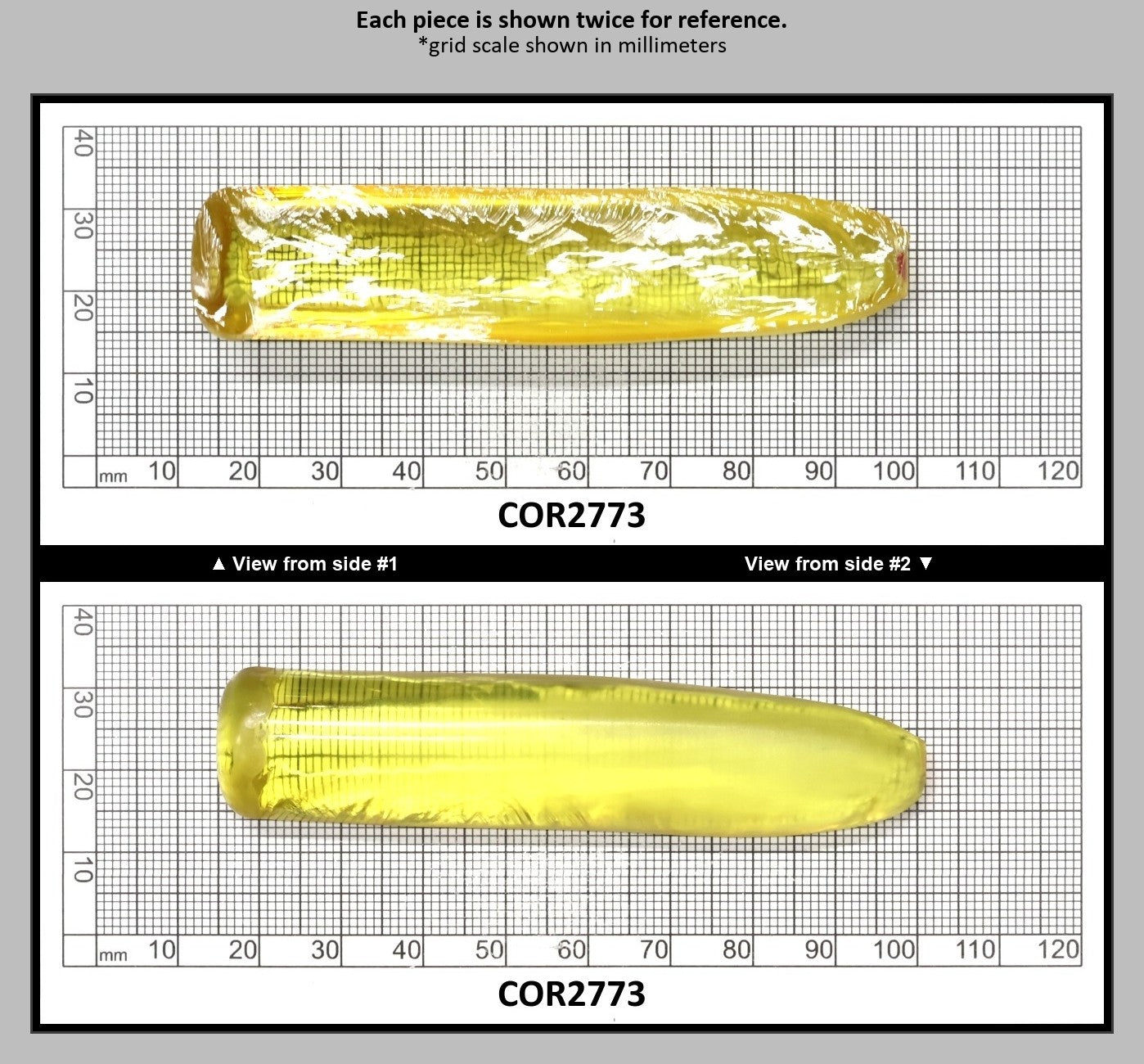 Yellow Topaz #20 Lab Created Corundum Sapphire Faceting Rough for Gem Cutting - Various Sizes - Split Boule : COR2773