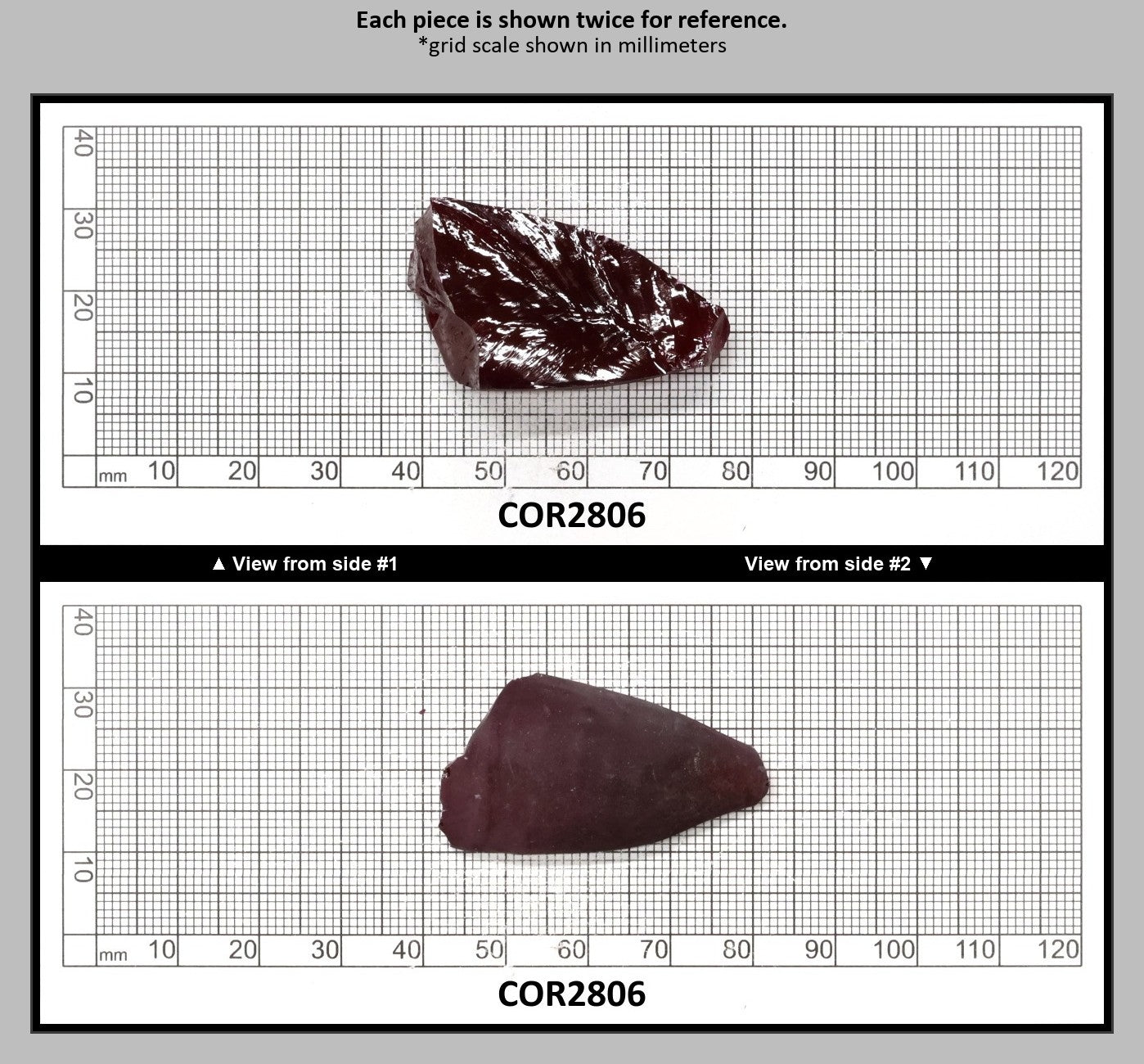 Medium Dark Ruby Red #7 Lab Created Corundum Sapphire Faceting Rough for Gem Cutting - Various Sizes - Split Boule : COR2806