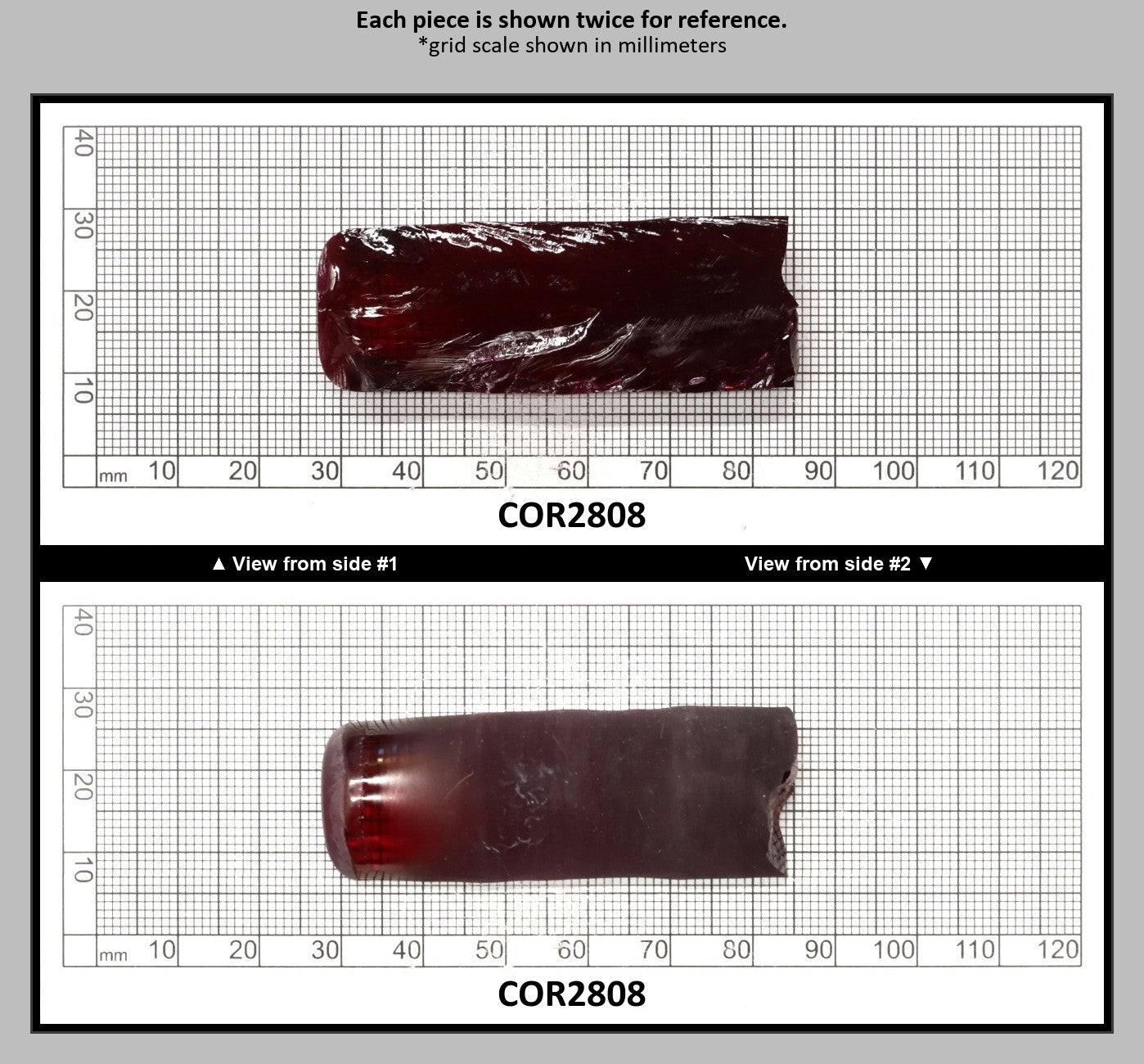 Medium Dark Ruby Red #7 Lab Created Corundum Sapphire Faceting Rough for Gem Cutting - Various Sizes - Split Boule : COR2808