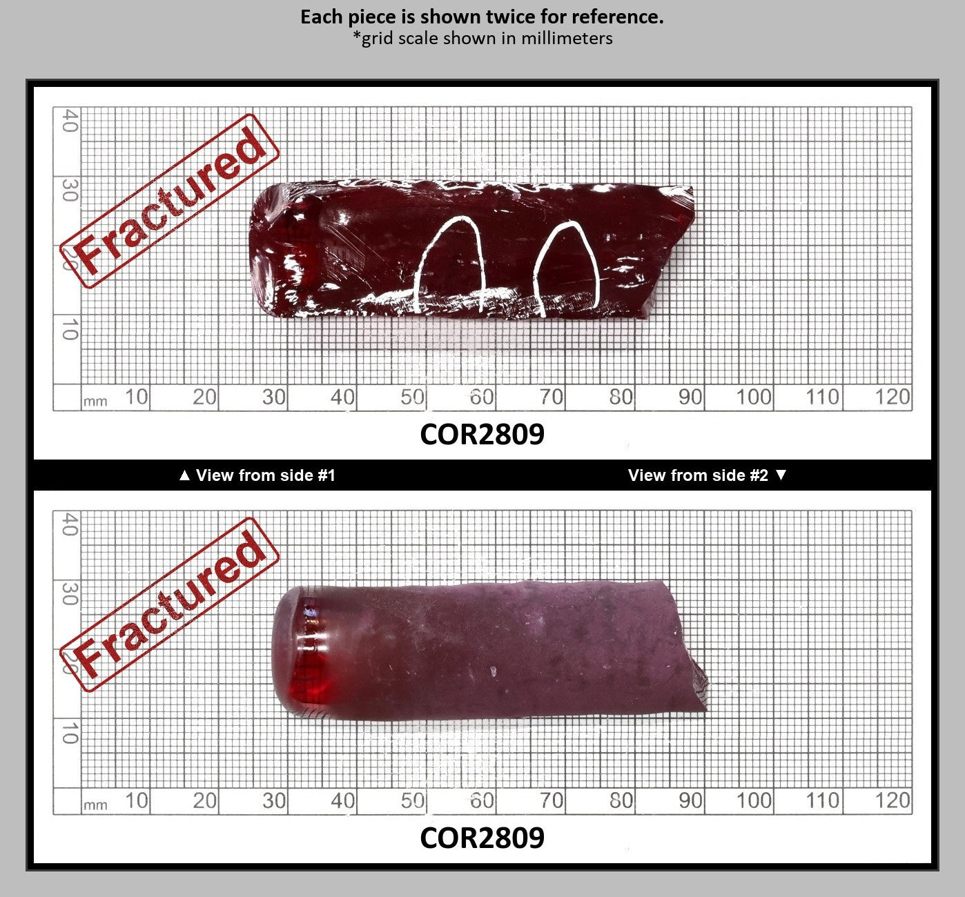 Medium Dark Ruby Red #7 Lab Created Corundum Sapphire Faceting Rough for Gem Cutting - Various Sizes - Split Boule : COR2809