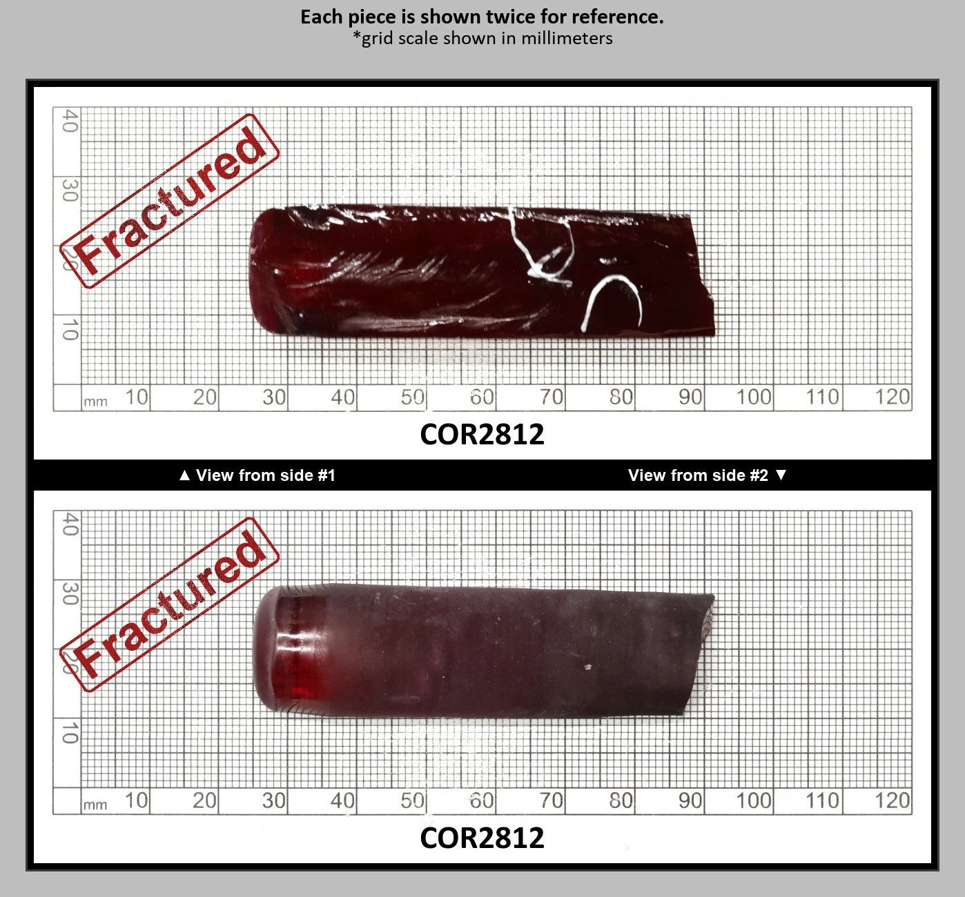 Medium Dark Ruby Red #7 Lab Created Corundum Sapphire Faceting Rough for Gem Cutting - Various Sizes - Split Boule : COR2812