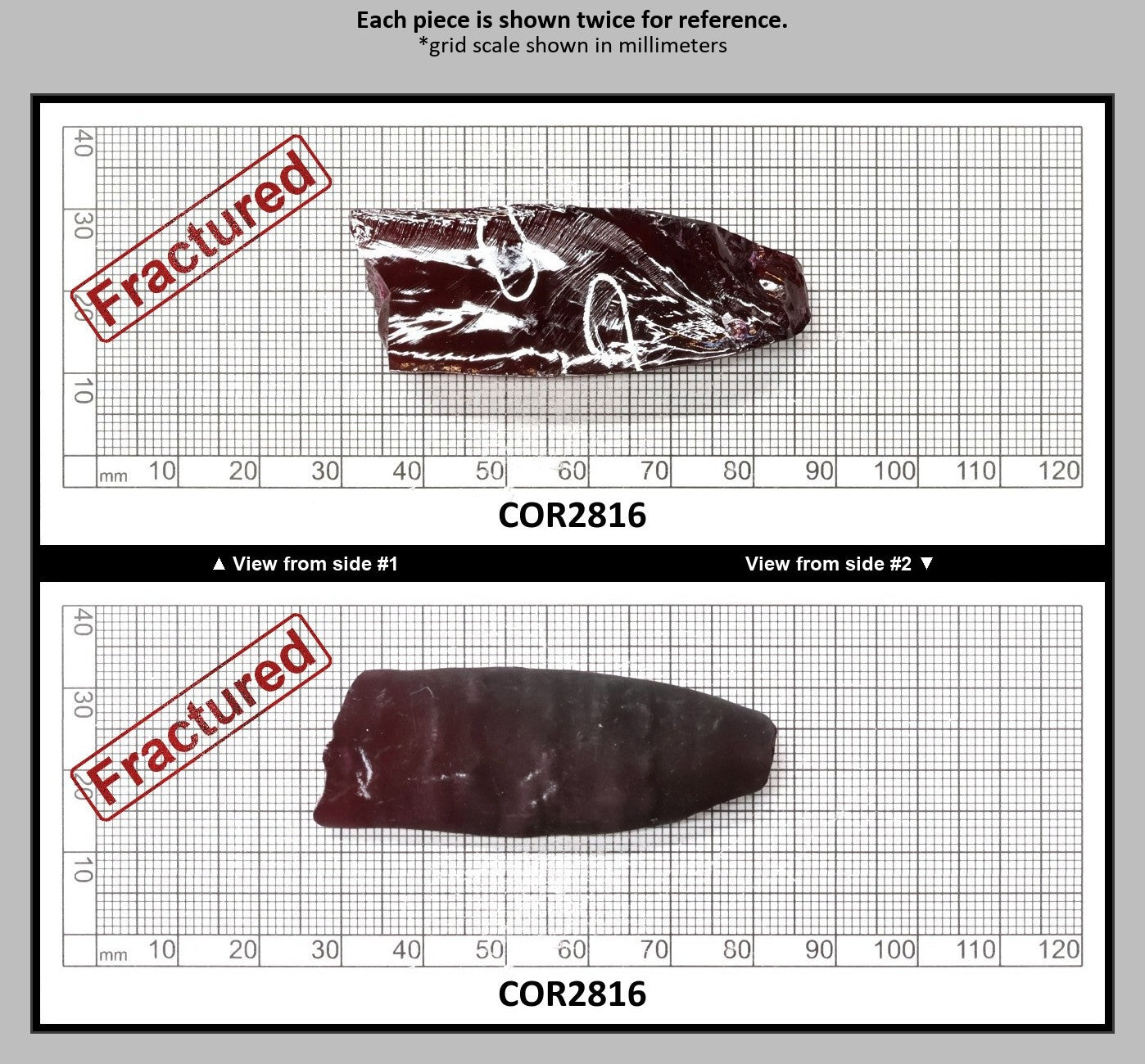 Medium Dark Ruby Red #7 Lab Created Corundum Sapphire Faceting Rough for Gem Cutting - Various Sizes - Split Boule : COR2816
