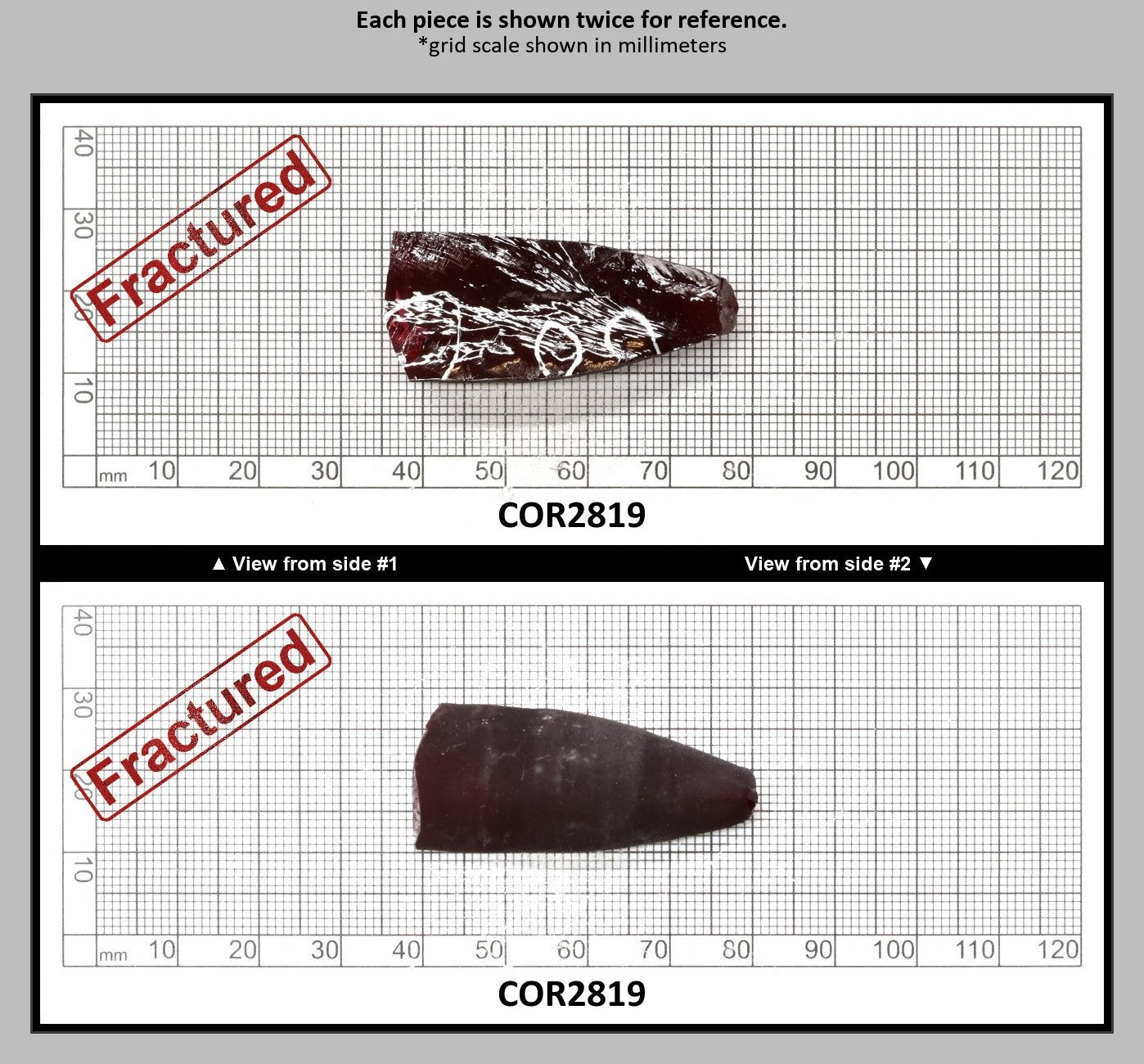 Medium Dark Ruby Red #7 Lab Created Corundum Sapphire Faceting Rough for Gem Cutting - Various Sizes - Split Boule : COR2819