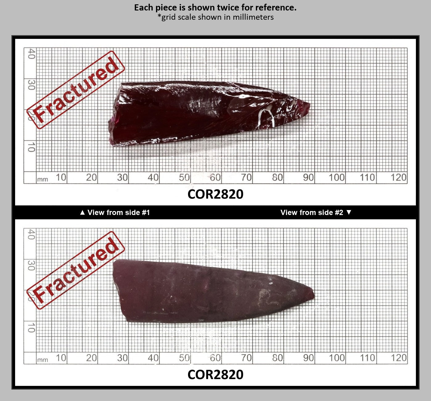 Medium Dark Ruby Red #7 Lab Created Corundum Sapphire Faceting Rough for Gem Cutting - Various Sizes - Split Boule : COR2820