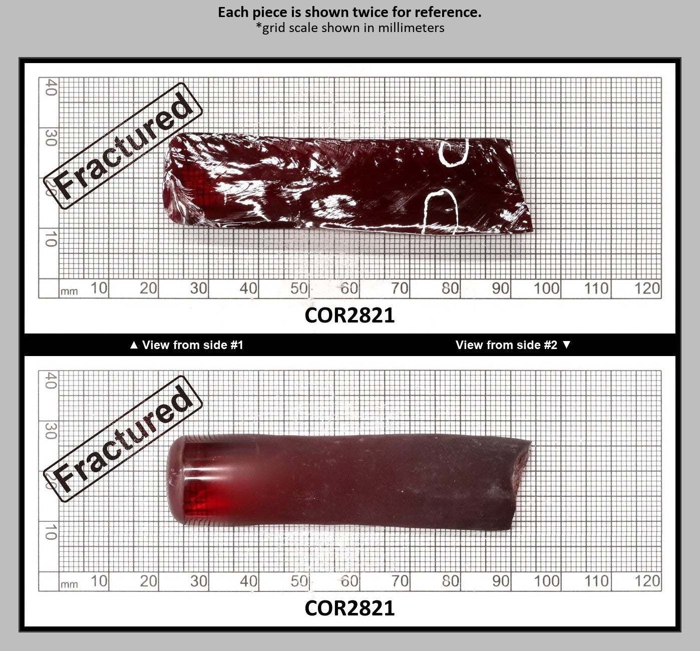 Medium Dark Ruby Red #7 Lab Created Corundum Sapphire Faceting Rough for Gem Cutting - Various Sizes - Split Boule : COR2821