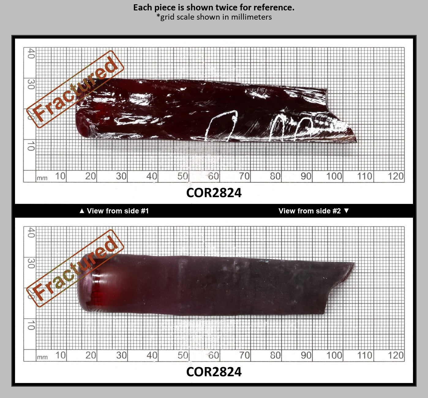 Medium Dark Ruby Red #7 Lab Created Corundum Sapphire Faceting Rough for Gem Cutting - Various Sizes - Split Boule : COR2824