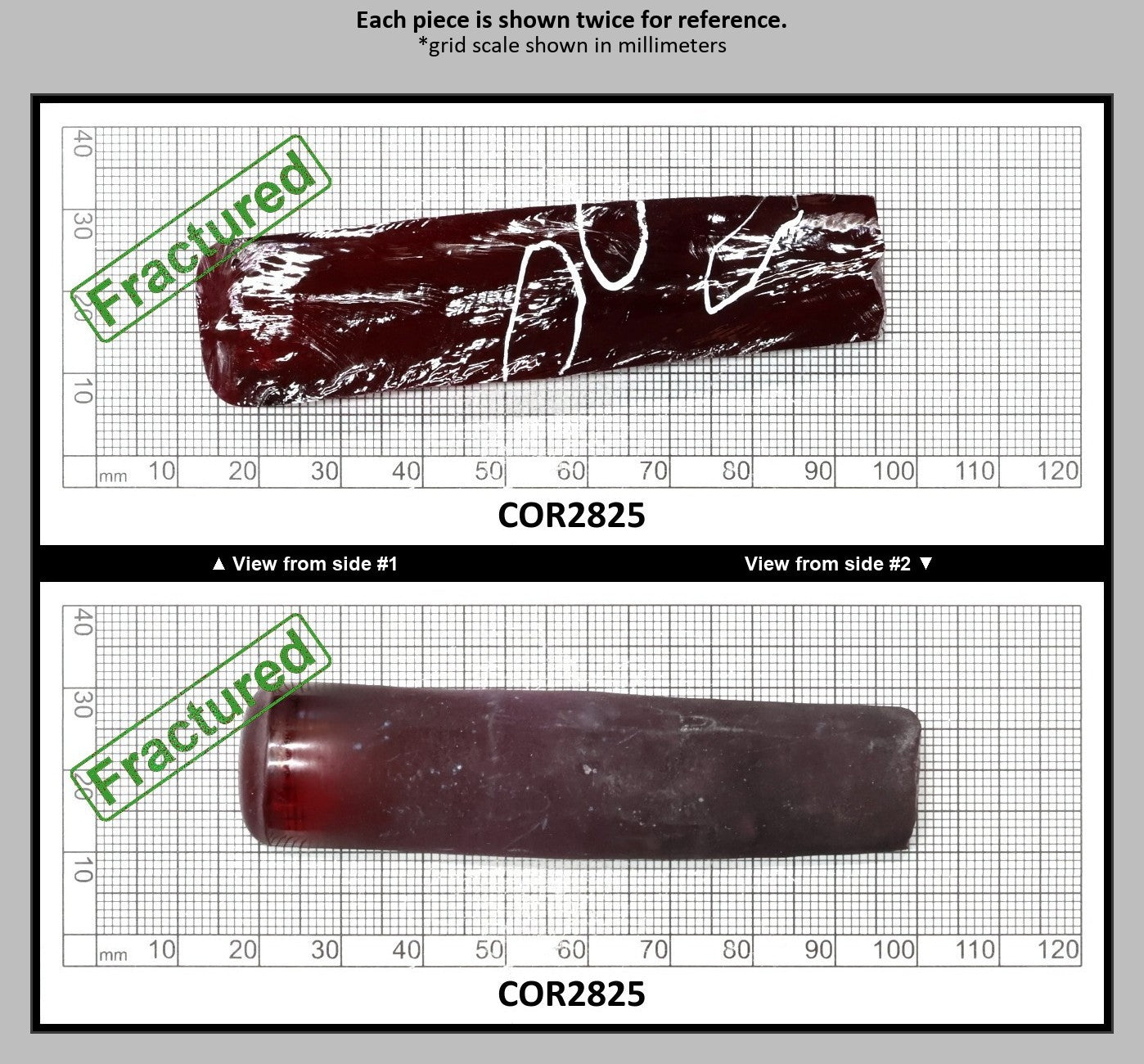 Medium Dark Ruby Red #7 Lab Created Corundum Sapphire Faceting Rough for Gem Cutting - Various Sizes - Split Boule : COR2825