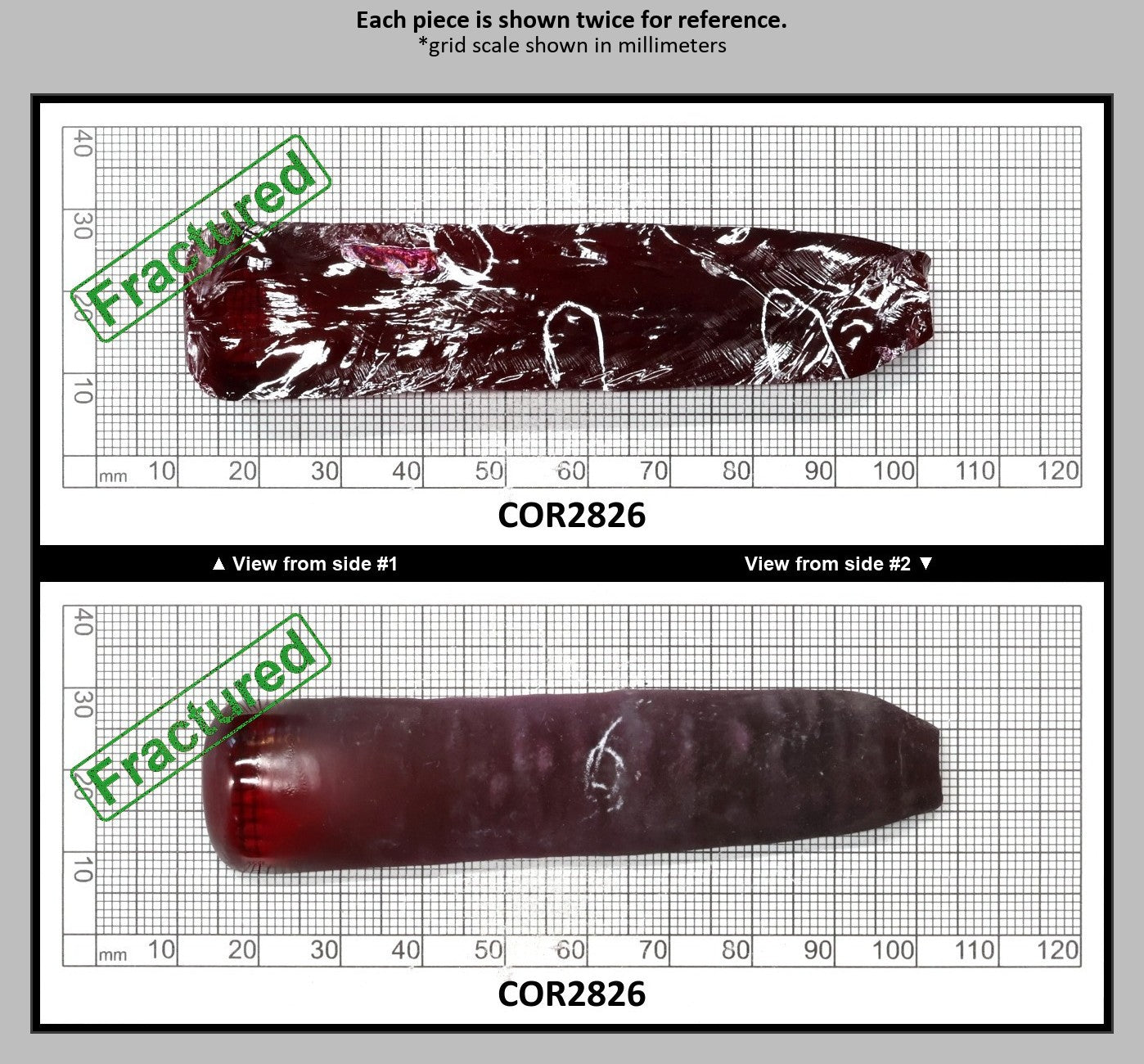 Medium Dark Ruby Red #7 Lab Created Corundum Sapphire Faceting Rough for Gem Cutting - Various Sizes - Split Boule : COR2826