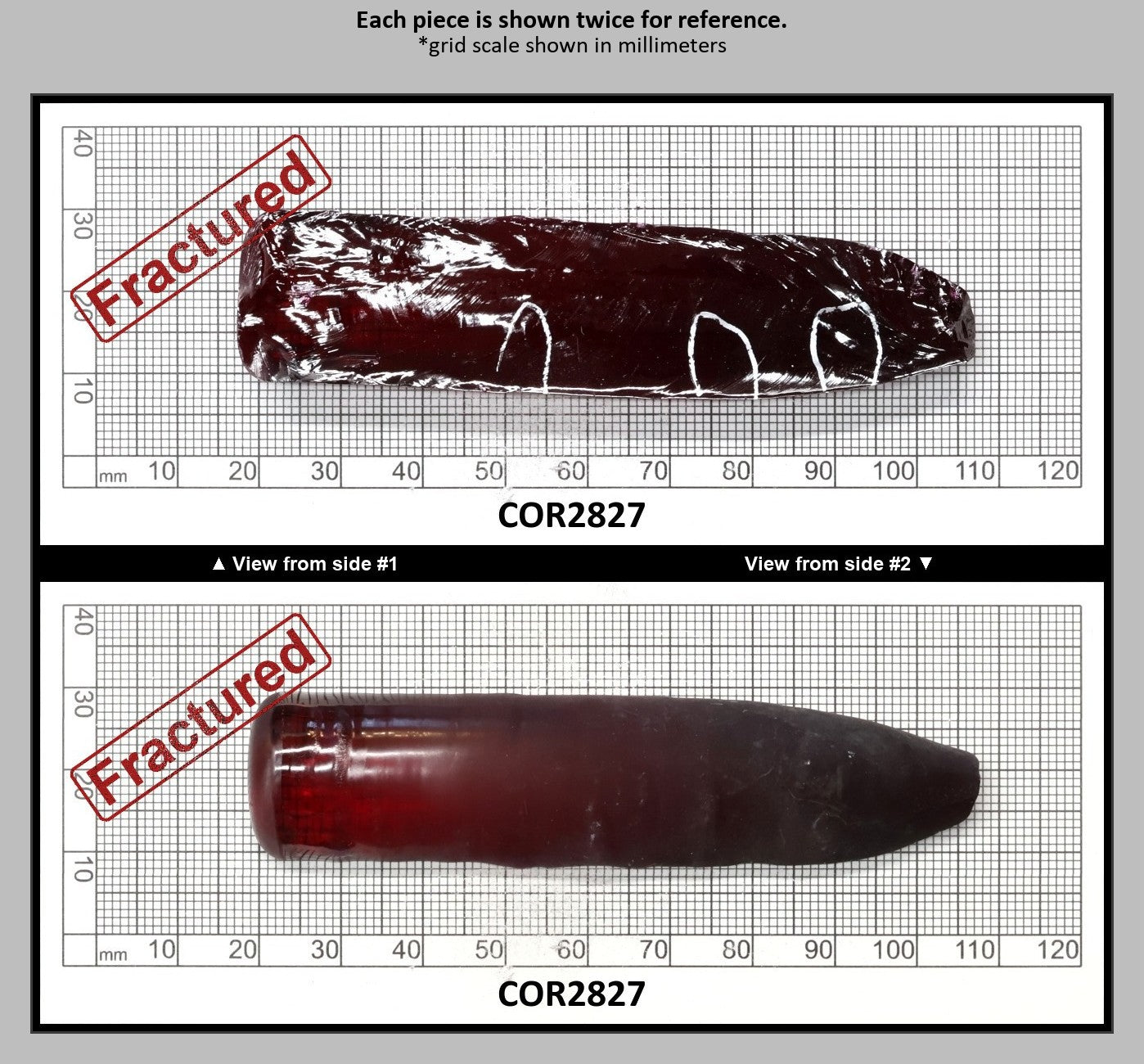 Medium Dark Ruby Red #7 Lab Created Corundum Sapphire Faceting Rough for Gem Cutting - Various Sizes - Split Boule : COR2827