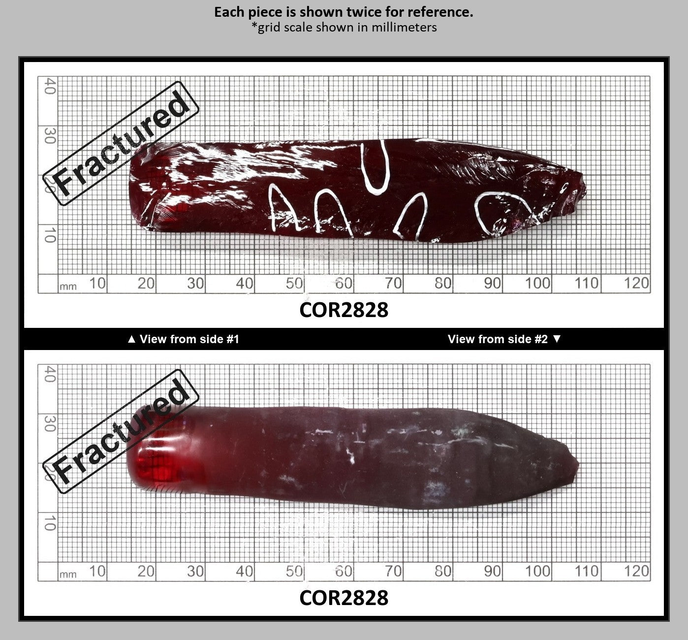 Medium Dark Ruby Red #7 Lab Created Corundum Sapphire Faceting Rough for Gem Cutting - Various Sizes - Split Boule : COR2828