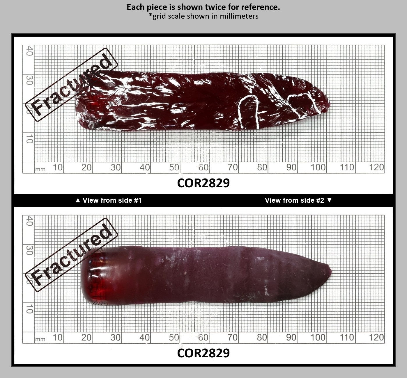 Medium Dark Ruby Red #7 Lab Created Corundum Sapphire Faceting Rough for Gem Cutting - Various Sizes - Split Boule : COR2829
