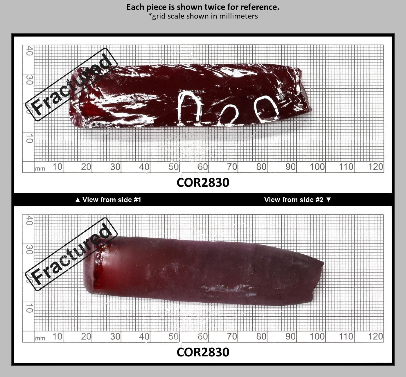Medium Dark Ruby Red #7 Lab Created Corundum Sapphire Faceting Rough for Gem Cutting - Various Sizes - Split Boule : COR2830