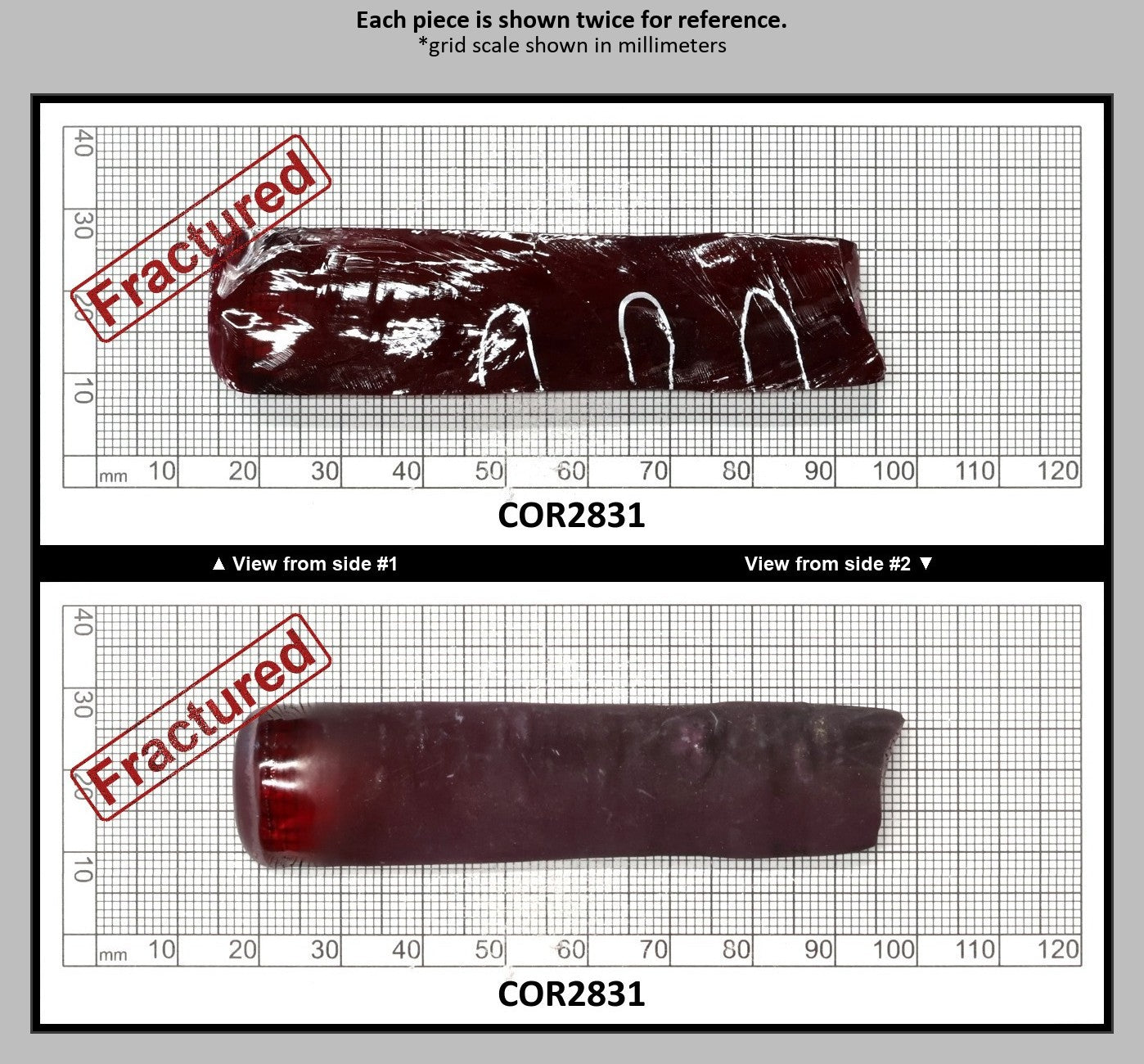 Medium Dark Ruby Red #7 Lab Created Corundum Sapphire Faceting Rough for Gem Cutting - Various Sizes - Split Boule : COR2831