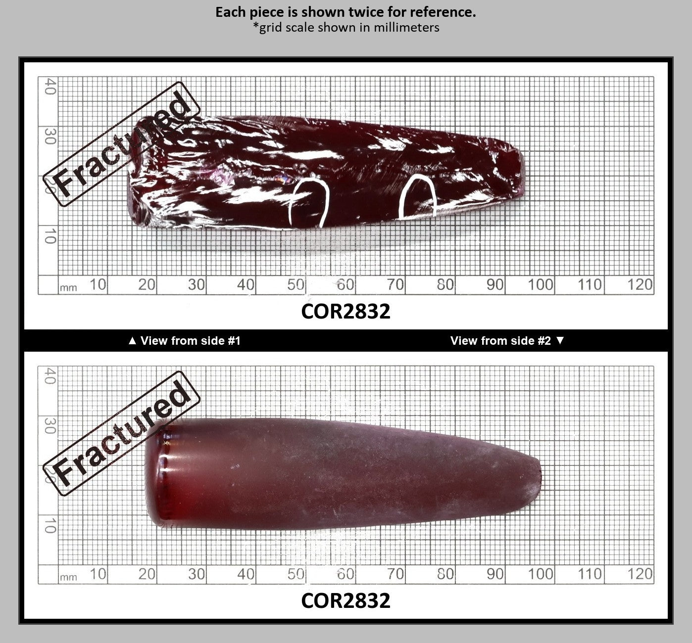 Medium Dark Ruby Red #7 Lab Created Corundum Sapphire Faceting Rough for Gem Cutting - Various Sizes - Split Boule : COR2832