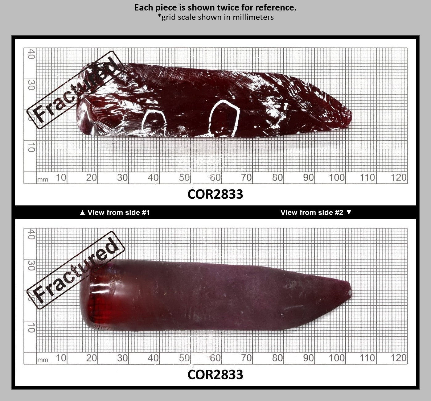 Medium Dark Ruby Red #7 Lab Created Corundum Sapphire Faceting Rough for Gem Cutting - Various Sizes - Split Boule : COR2833