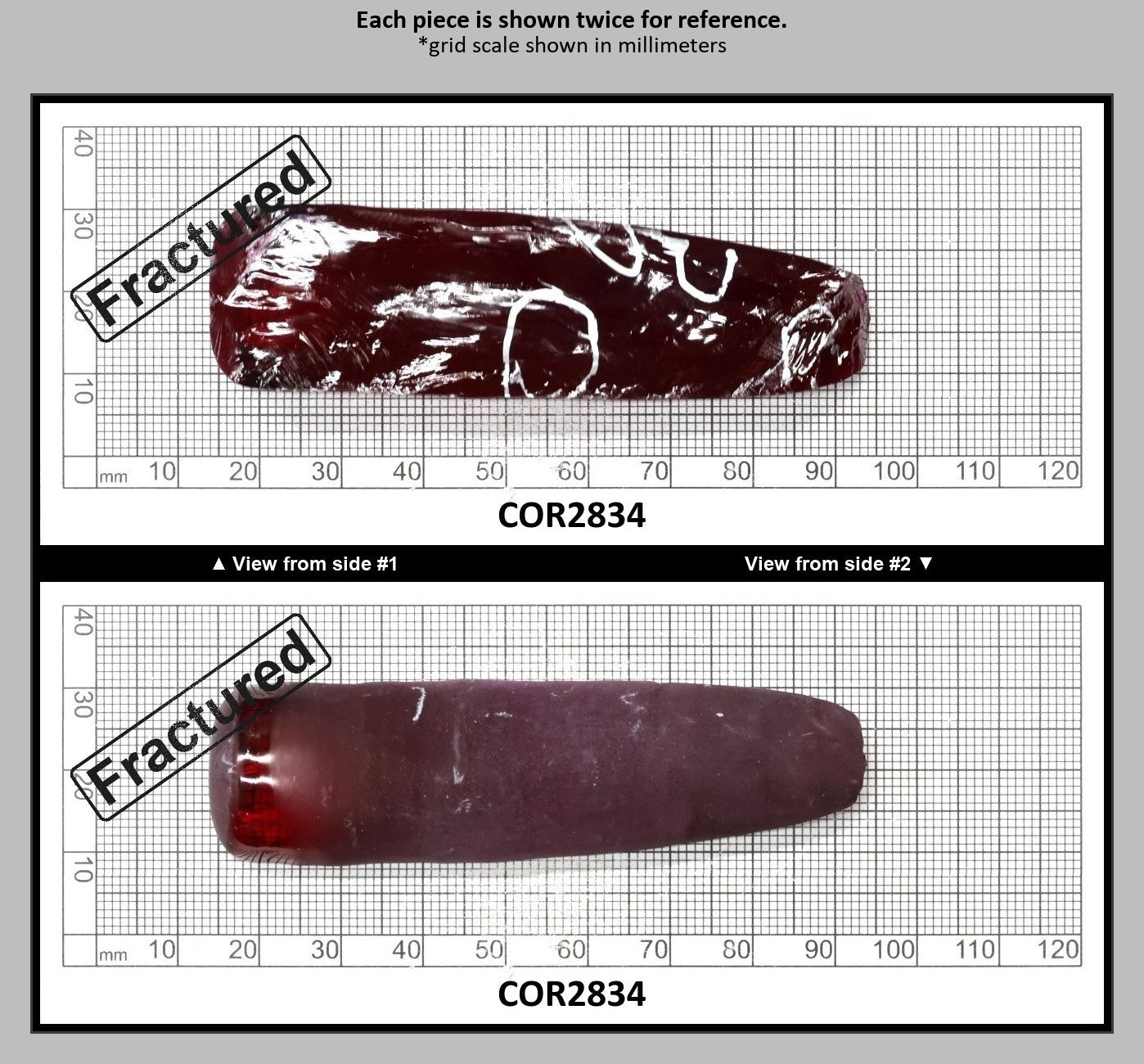 Medium Dark Ruby Red #7 Lab Created Corundum Sapphire Faceting Rough for Gem Cutting - Various Sizes - Split Boule : COR2834