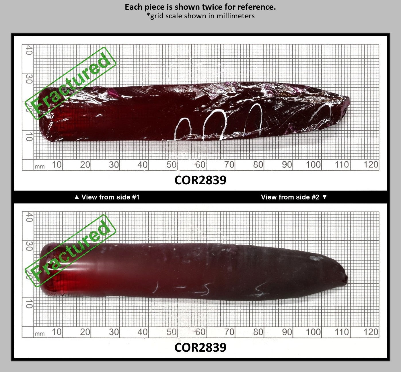 Medium Dark Ruby Red #7 Lab Created Corundum Sapphire Faceting Rough for Gem Cutting - Various Sizes - Split Boule : COR2839