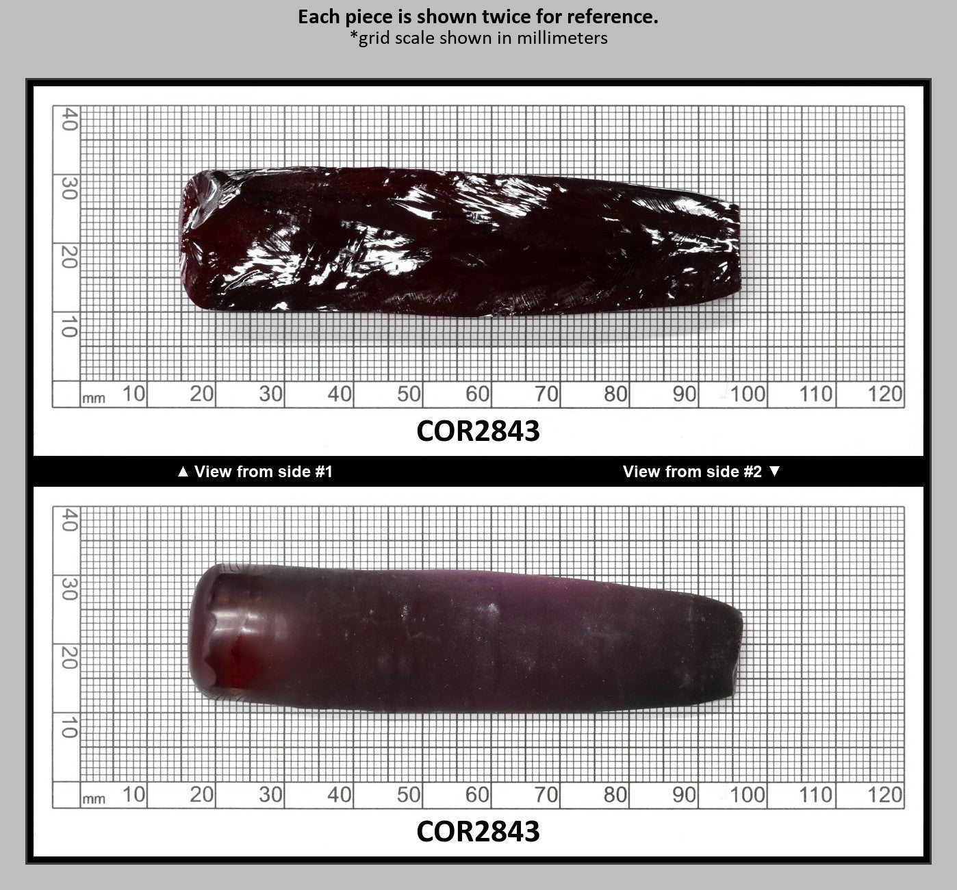 Dark Ruby Red #8 Lab Created Corundum Sapphire Faceting Rough for Gem Cutting - Various Sizes - Split Boule : COR2843