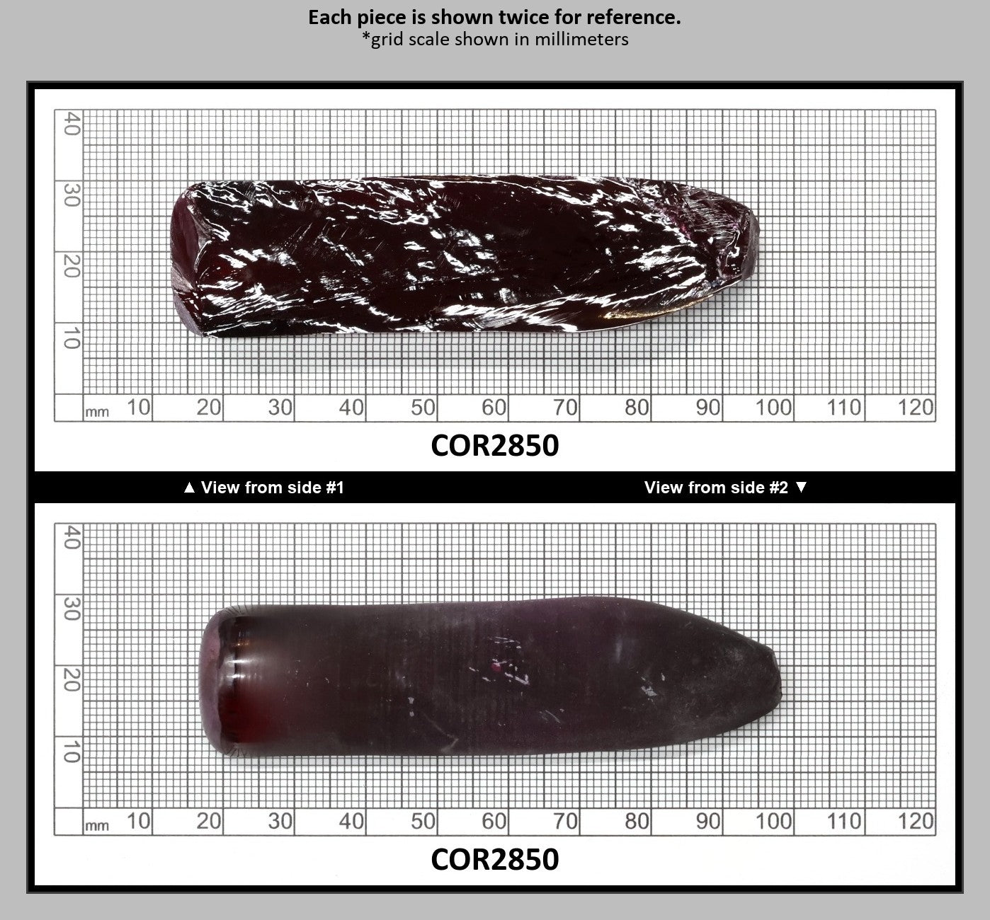 Dark Ruby Red #8 Lab Created Corundum Sapphire Faceting Rough for Gem Cutting - Various Sizes - Split Boule : COR2850