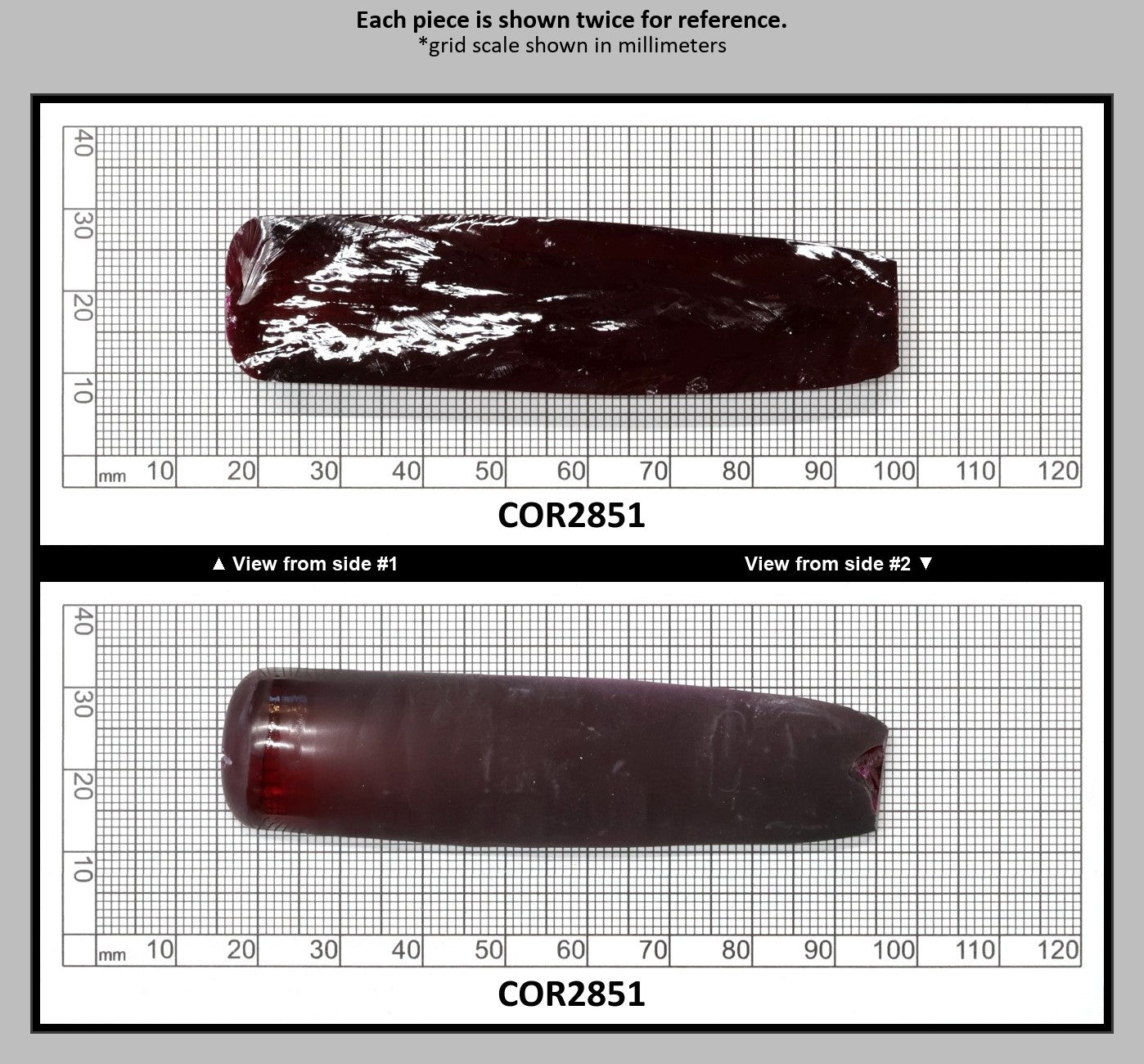 Dark Ruby Red #8 Lab Created Corundum Sapphire Faceting Rough for Gem Cutting - Various Sizes - Split Boule : COR2851