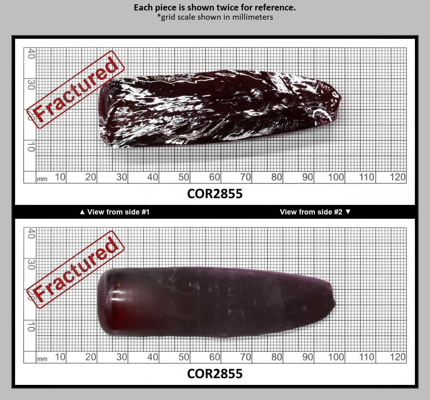 Dark Ruby Red #8 Lab Created Corundum Sapphire Faceting Rough for Gem Cutting - Various Sizes - Split Boule : COR2855