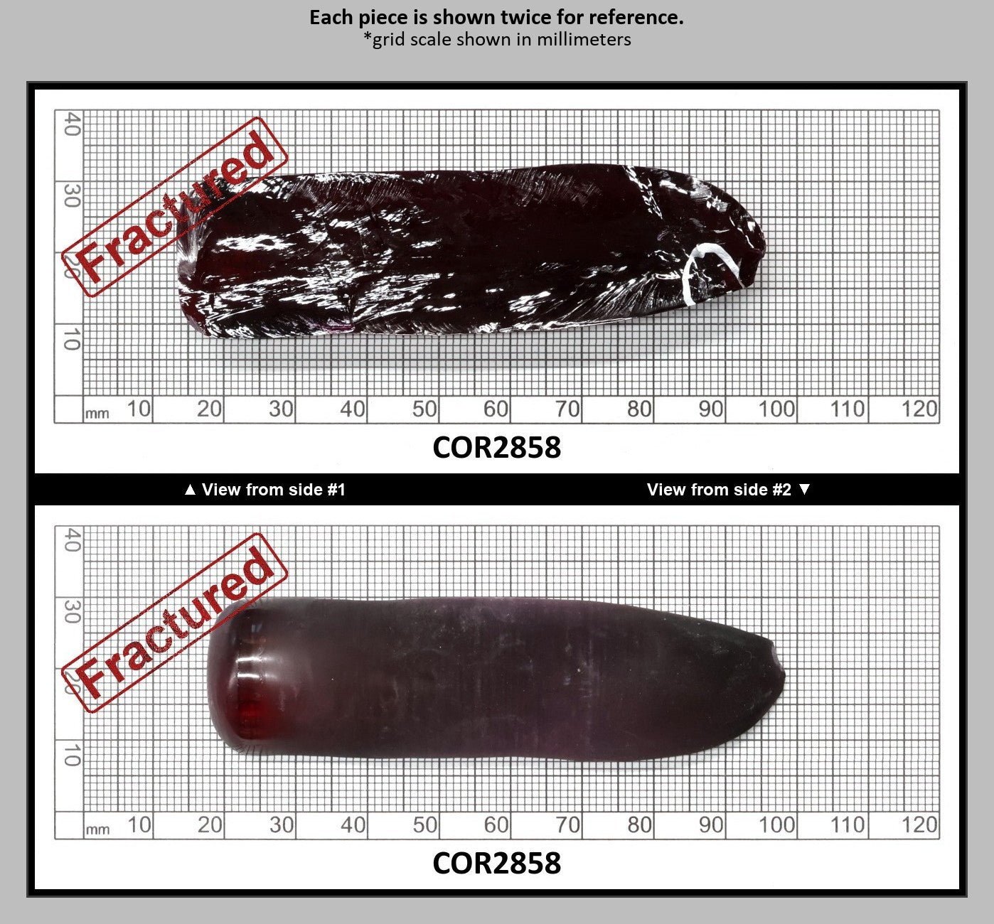 Dark Ruby Red #8 Lab Created Corundum Sapphire Faceting Rough for Gem Cutting - Various Sizes - Split Boule : COR2858