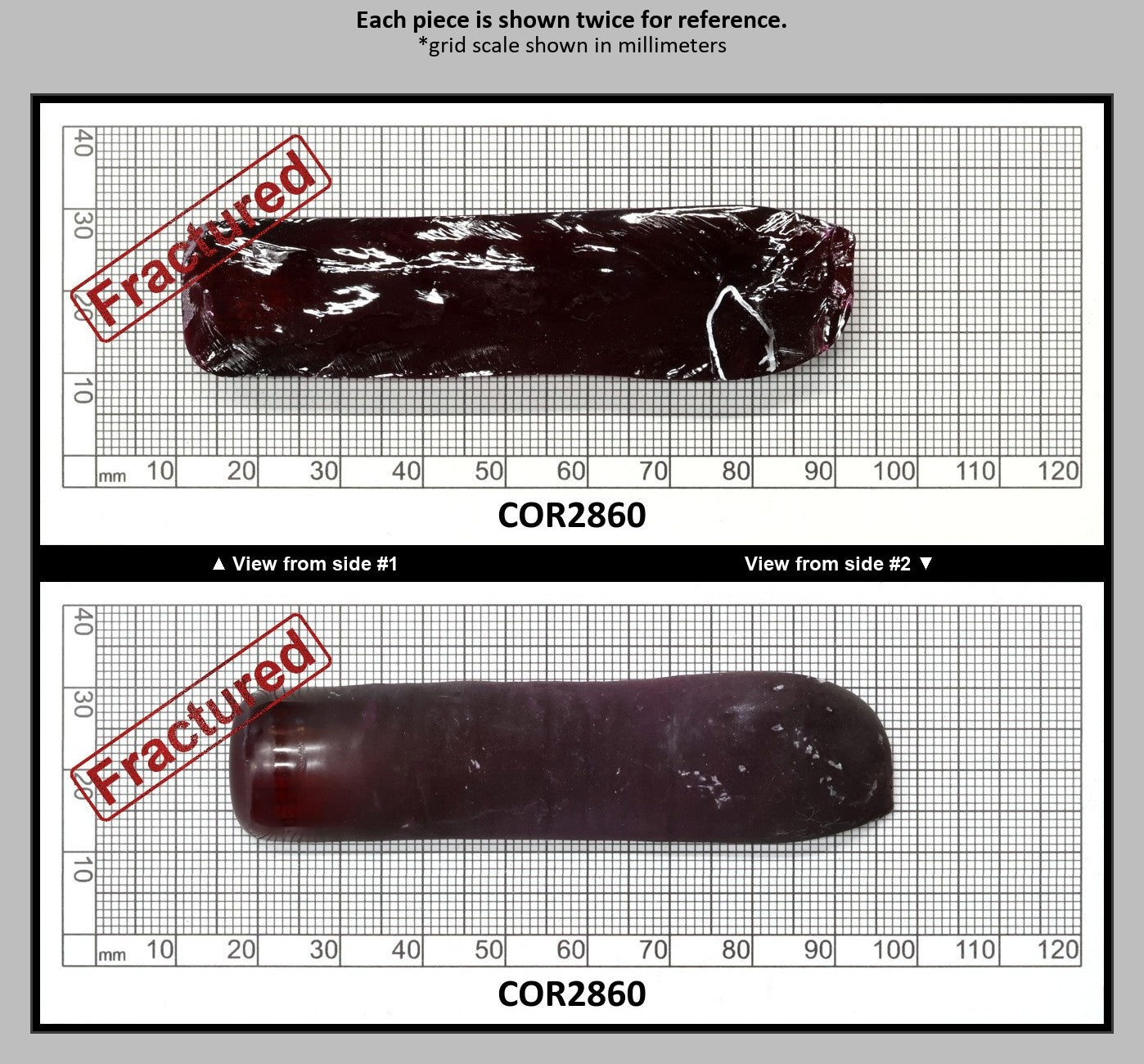 Dark Ruby Red #8 Lab Created Corundum Sapphire Faceting Rough for Gem Cutting - Various Sizes - Split Boule : COR2860