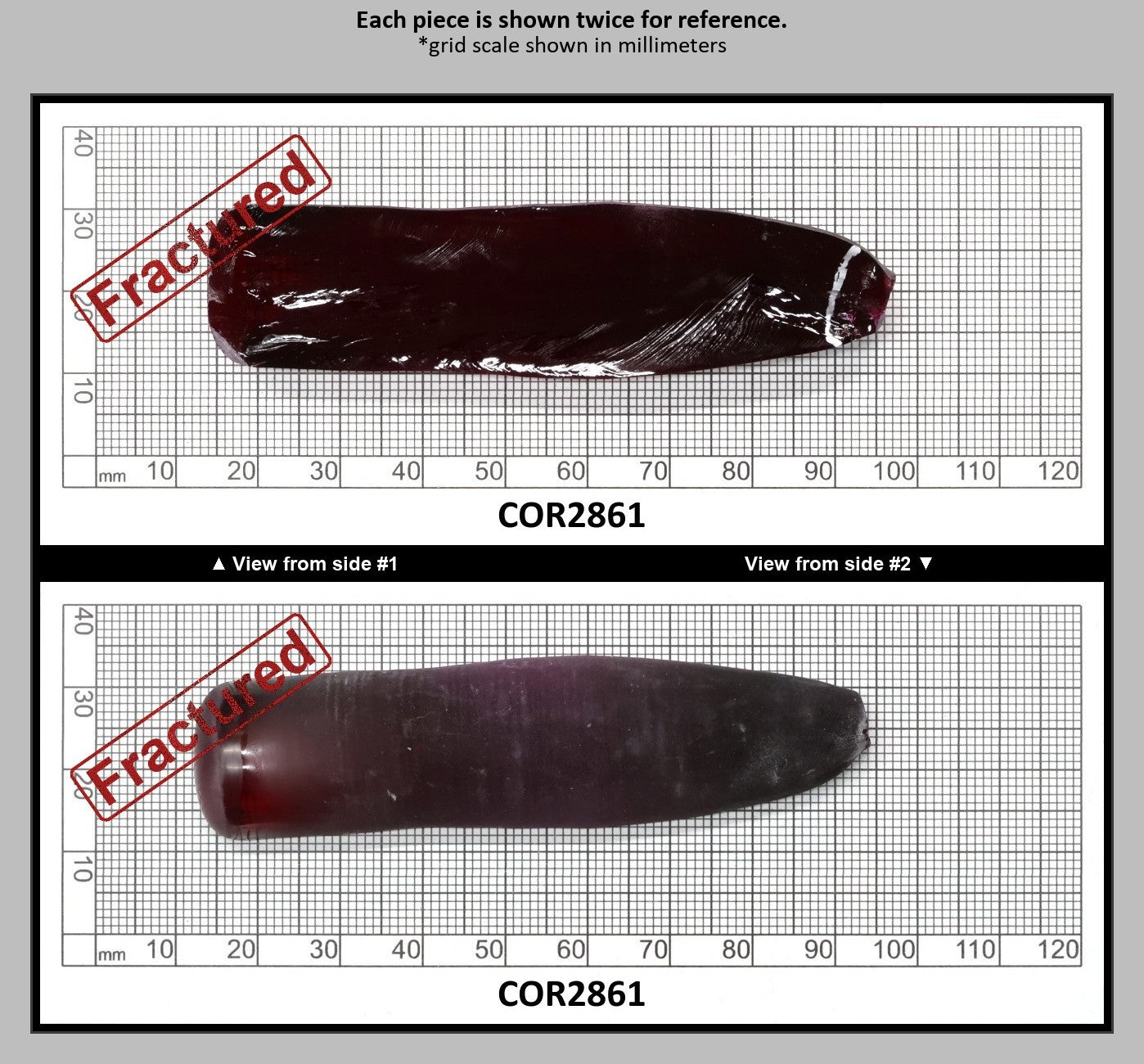 Dark Ruby Red #8 Lab Created Corundum Sapphire Faceting Rough for Gem Cutting - Various Sizes - Split Boule : COR2861