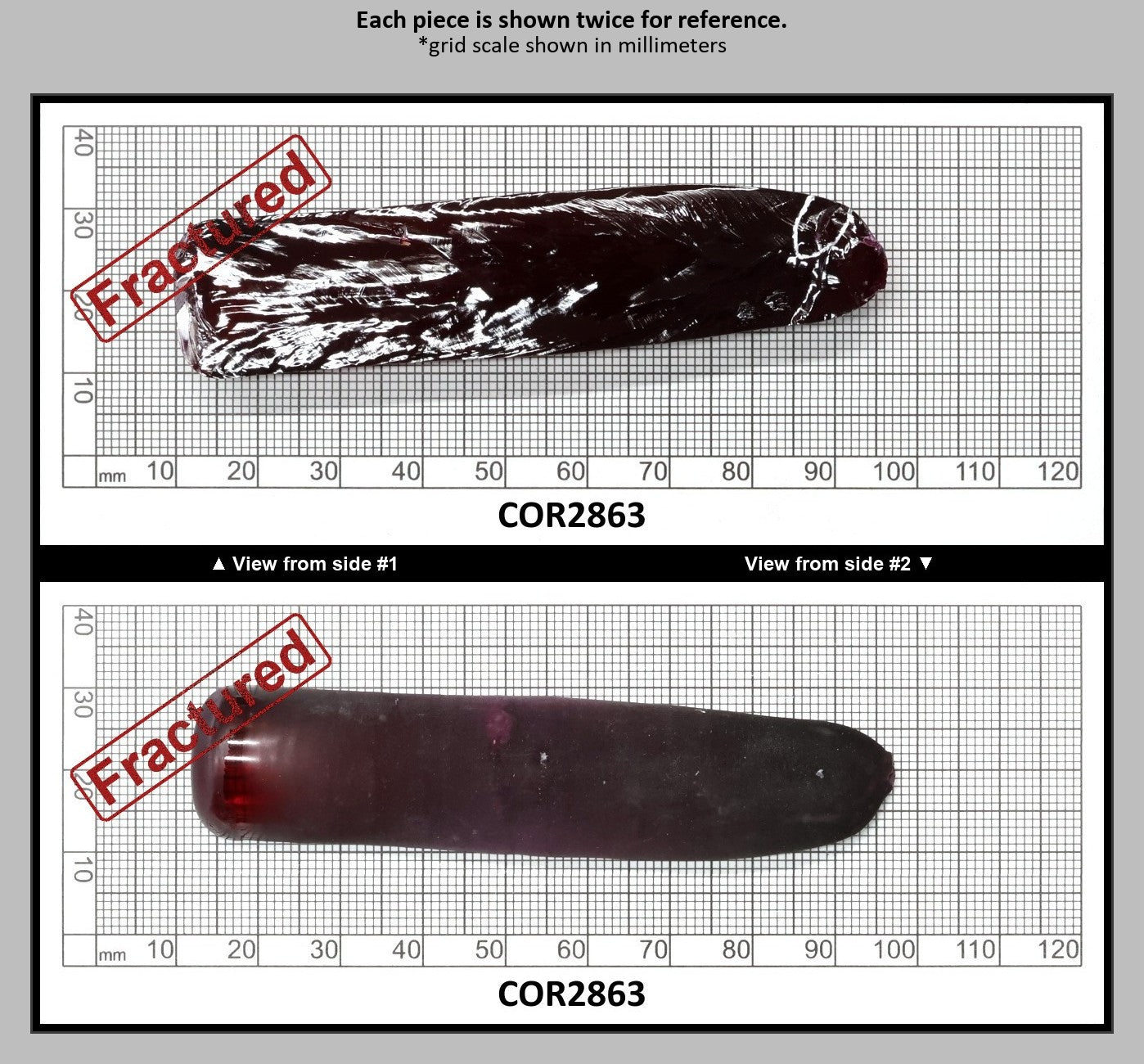 Dark Ruby Red #8 Lab Created Corundum Sapphire Faceting Rough for Gem Cutting - Various Sizes - Split Boule : COR2863