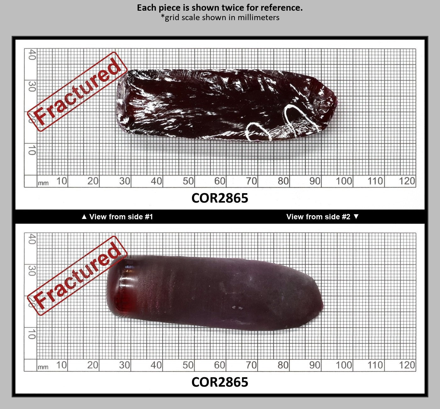 Dark Ruby Red #8 Lab Created Corundum Sapphire Faceting Rough for Gem Cutting - Various Sizes - Split Boule : COR2865