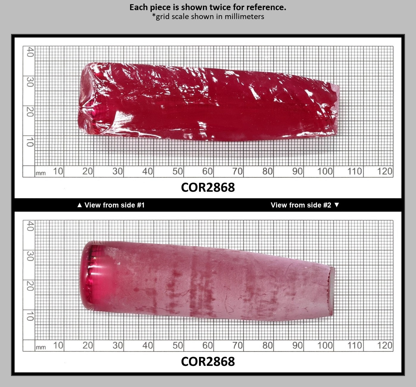 Vivid Pink #3 Lab Created Corundum Sapphire Faceting Rough for Gem Cutting - Various Sizes - Split Boule : COR2868