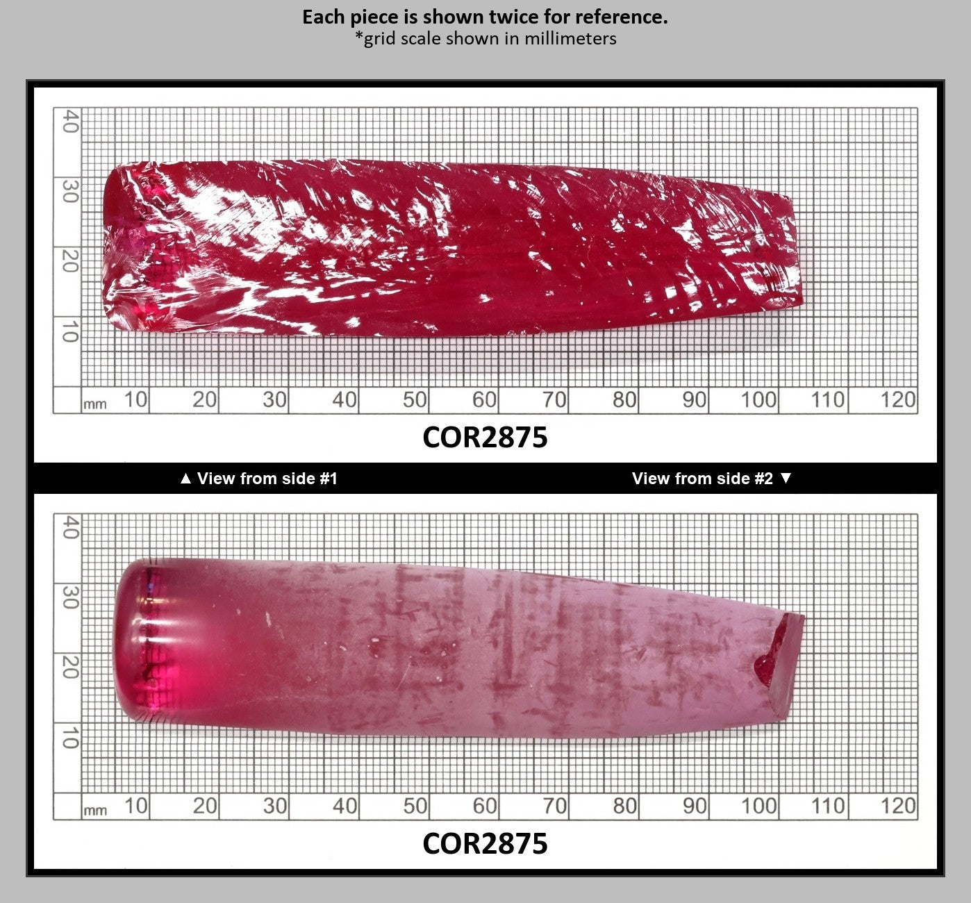 Vivid Pink #3 Lab Created Corundum Sapphire Faceting Rough for Gem Cutting - Various Sizes - Split Boule : COR2875