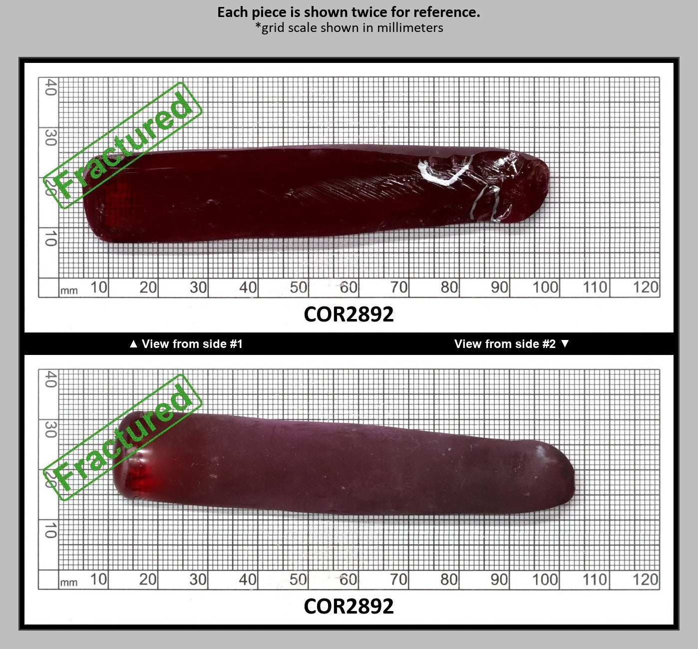 Dark Ruby Red #6 Lab Created Corundum Sapphire Faceting Rough for Gem Cutting - Various Sizes - Split Boule : COR2892