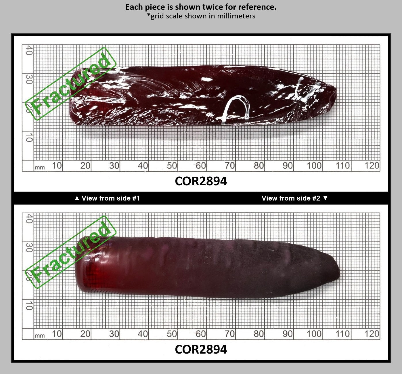 Dark Ruby Red #6 Lab Created Corundum Sapphire Faceting Rough for Gem Cutting - Various Sizes - Split Boule : COR2894