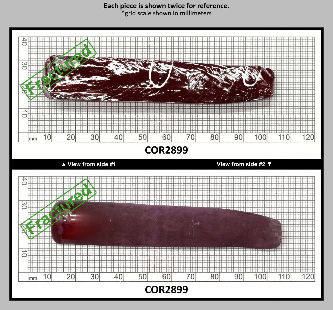 Dark Ruby Red #6 Lab Created Corundum Sapphire Faceting Rough for Gem Cutting - Various Sizes - Split Boule : COR2899