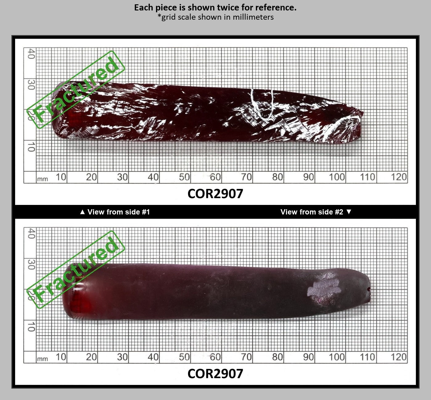 Dark Ruby Red #6 Lab Created Corundum Sapphire Faceting Rough for Gem Cutting - Various Sizes - Split Boule : COR2907